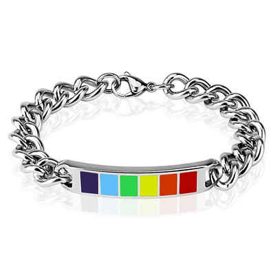 BUNGSA Königsarmband Armband Regenbogen Silber aus Edelstahl Unisex (1 Armband, 1-tlg), Bracelet Armschmuck