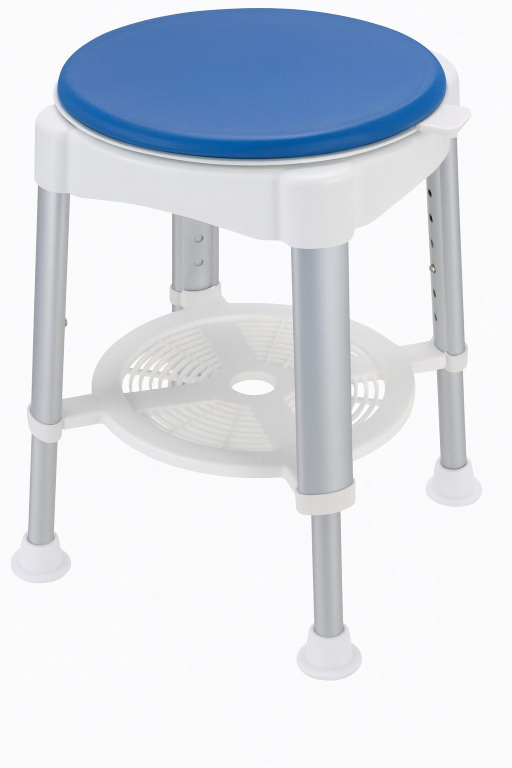 Sundo Homecare Dusch- und Badhocker Duschhocker mit gepolstertem Sitz 360° drehbar mit Ablage höhenverstel, belastbar bis 150.00 kg, drehbarer Sitz