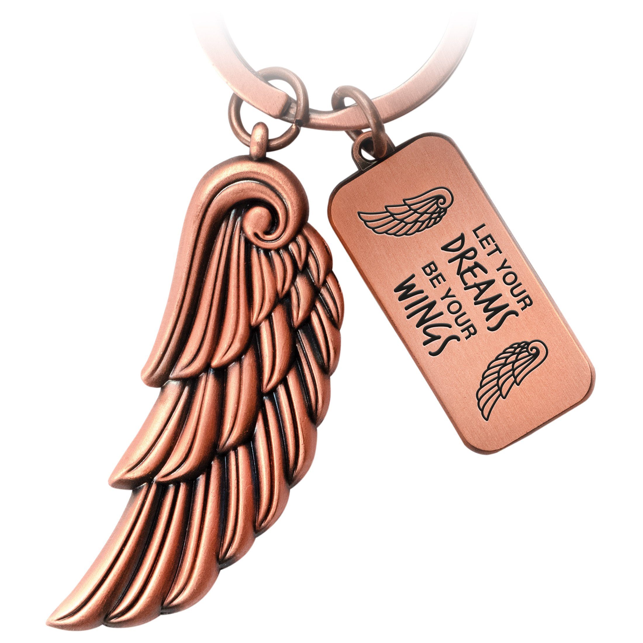 Schlüsselanhänger Engelsflügel Dream mit Gravur - Let your dreams - Schutzengel Geschenk