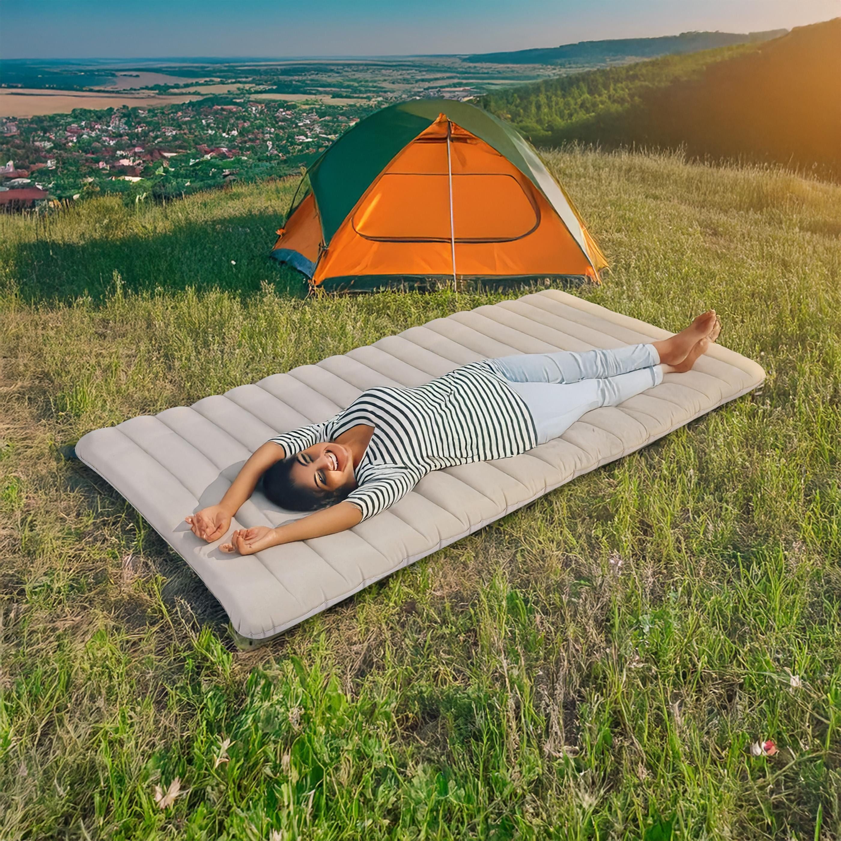 Avenli Luftmatratze Luftbett Camping für 1 Person grau 183x97x12cm Twin-Size, (aufblasbar Ideal als Reisebett oder Isomatte, 1-St., für Indoor und Outdoor mit beflockter Oberfläche), Campingmatratze ohne Pumpe