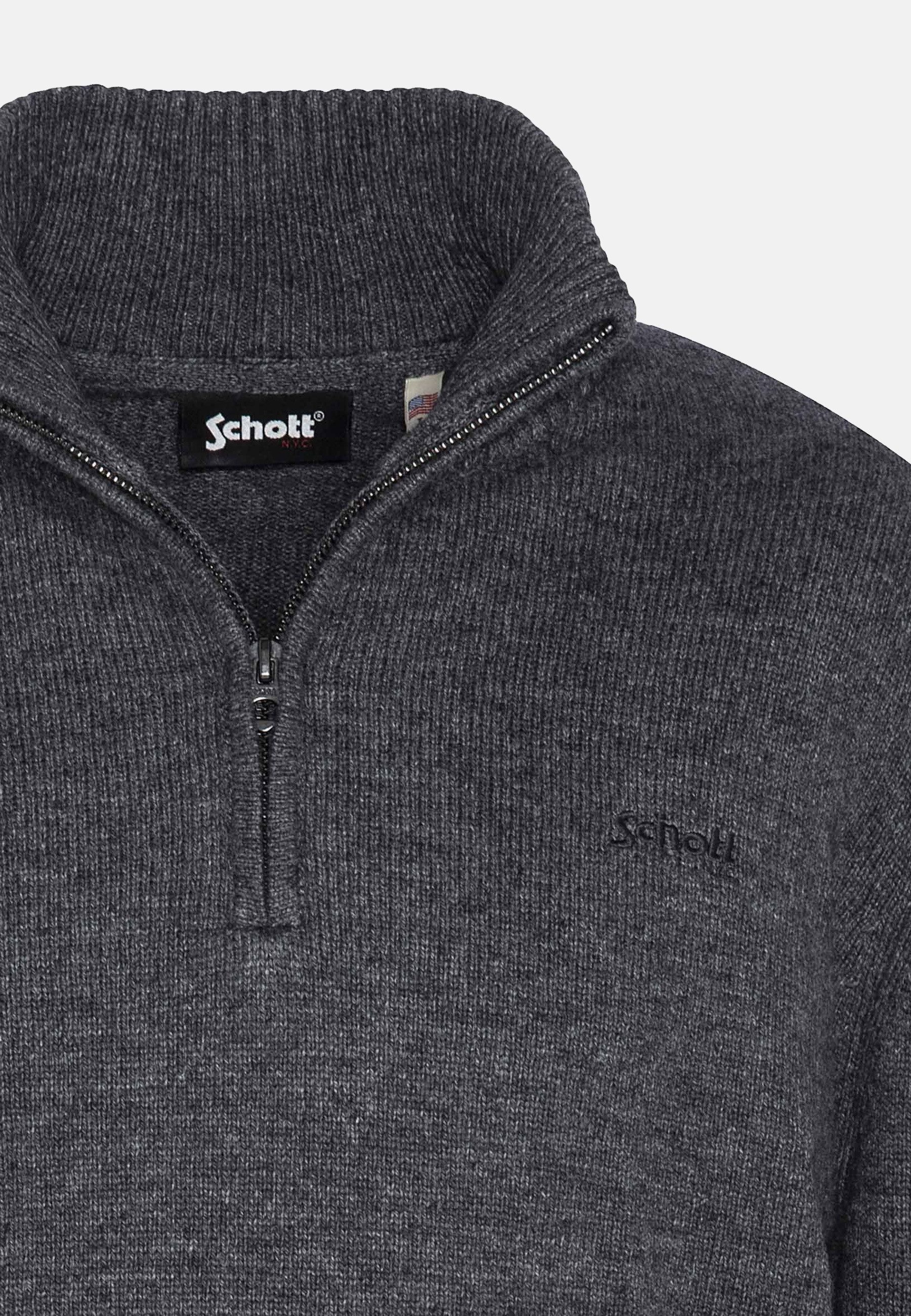 Schott NYC Troyer Pullover PLLANCE2 Strickpullover Troyer (1-tlg)