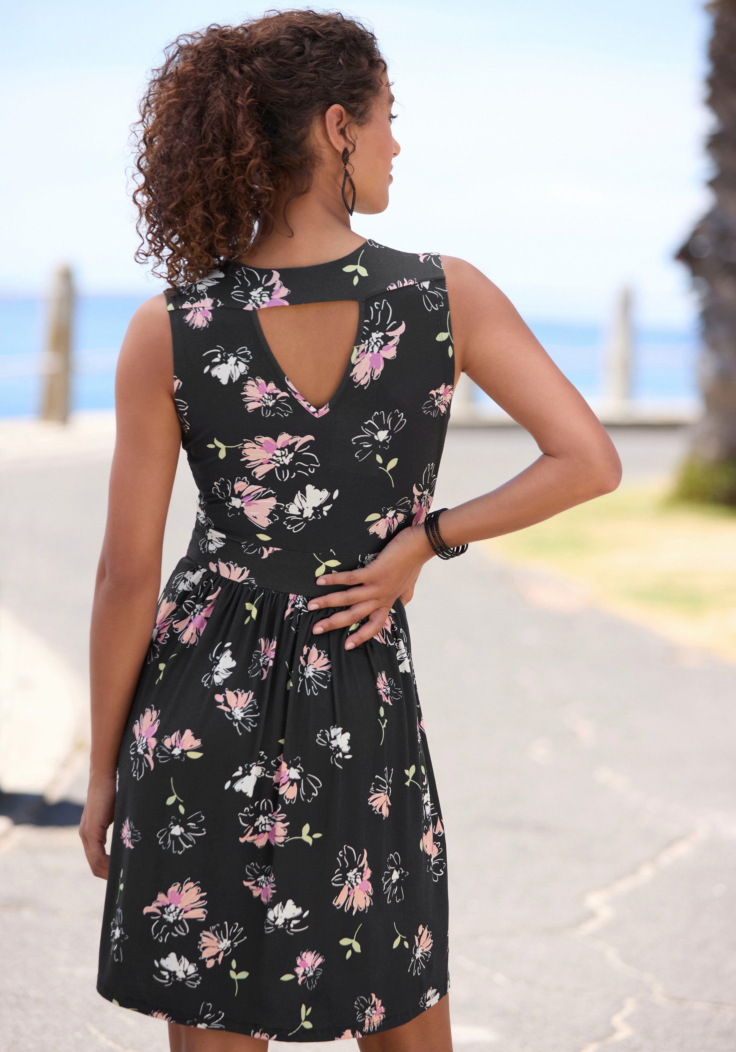 Vivance Jerseykleid mit Blumendruck, Sommerkleid in Wickeloptik