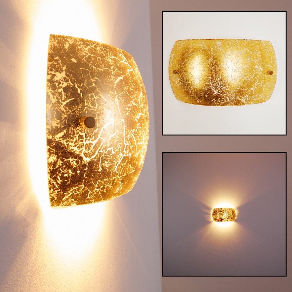in Wandleuchte Down-Effekt ohne E14, mit Blattgold-Optik Up in Wandlampe »Badoere« & Leuchtmittel, Lichteffekt, Gold/Weiß, hofstein Glas