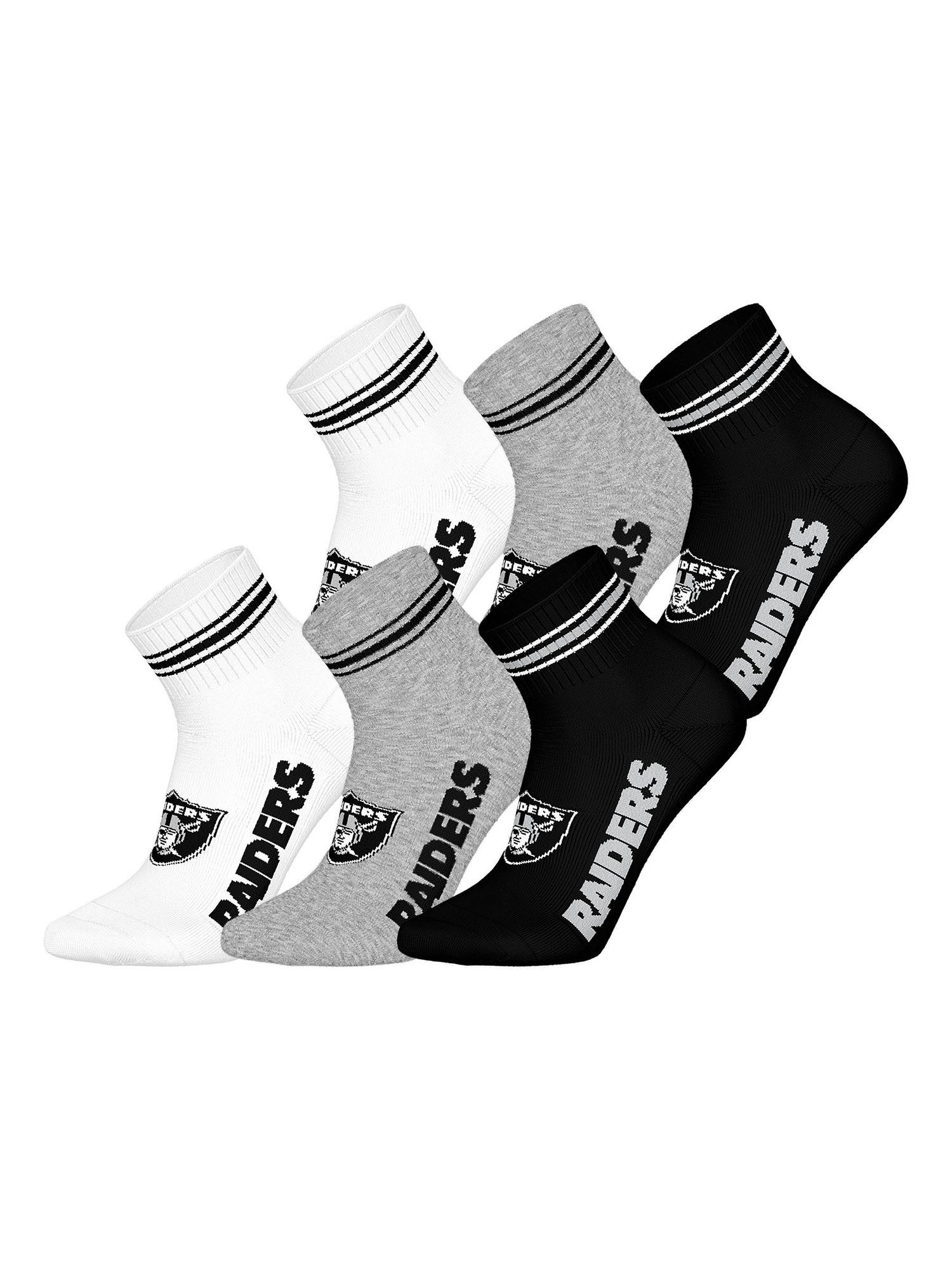 HUDDLE Freizeitsocken Las Vegas Raiders Quarter (6-Paar) Casual Socken, Alltagssocken, Bequeme Socken