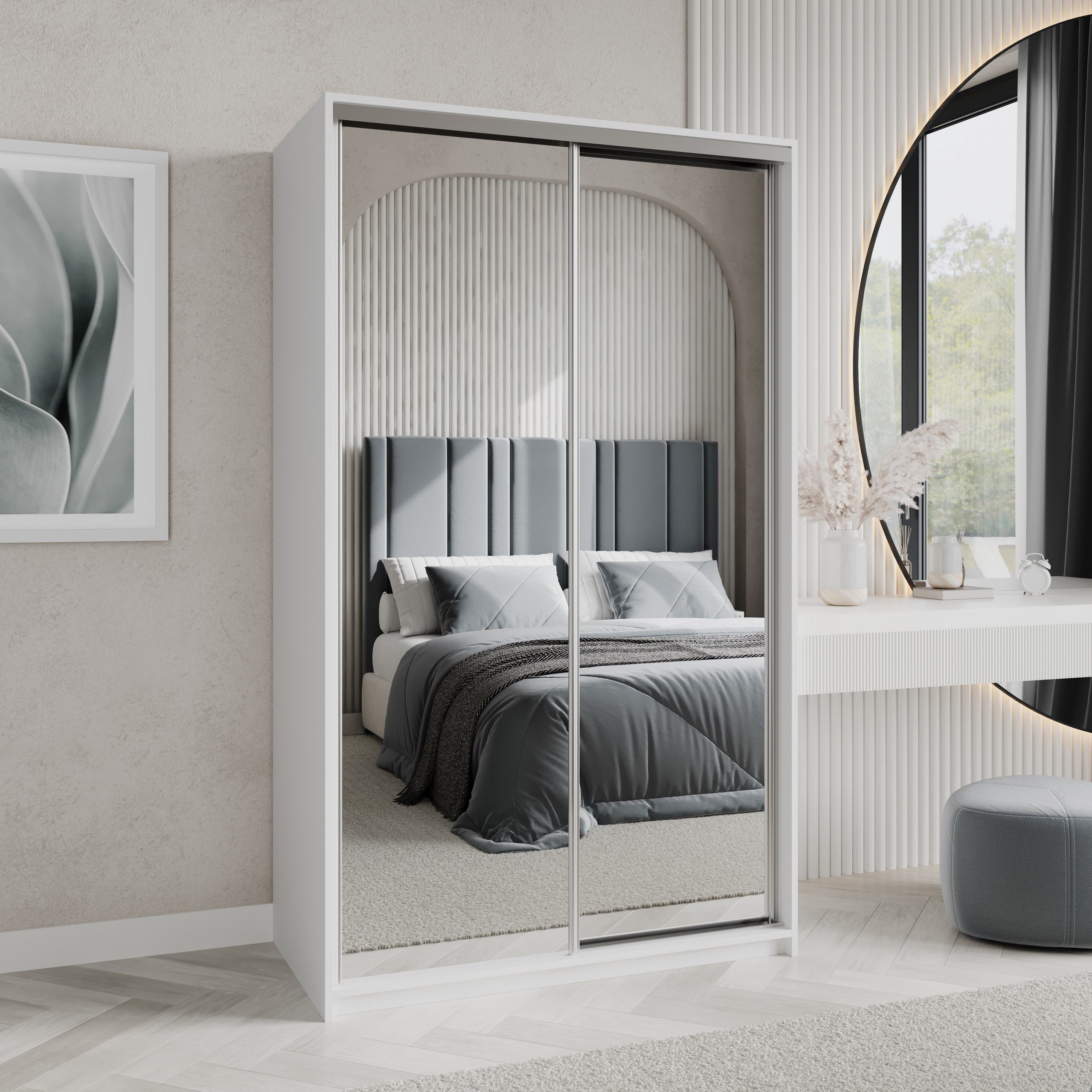 Masseno Schwebetürenschrank RIEN Kleiderschrank mit Spiegel und Schubladen günstig online kaufen
