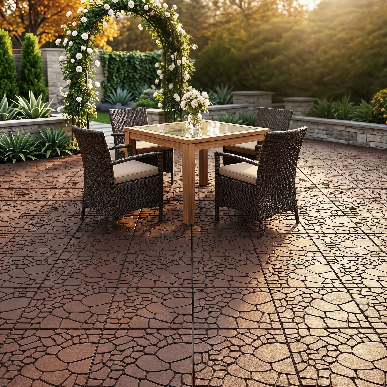 GLIESE Terrassendielen Terrassenfliesen Set im Klicksystem, 30,5 x 30,5 x 2 cm, (44-St) – Bild 5 von 5