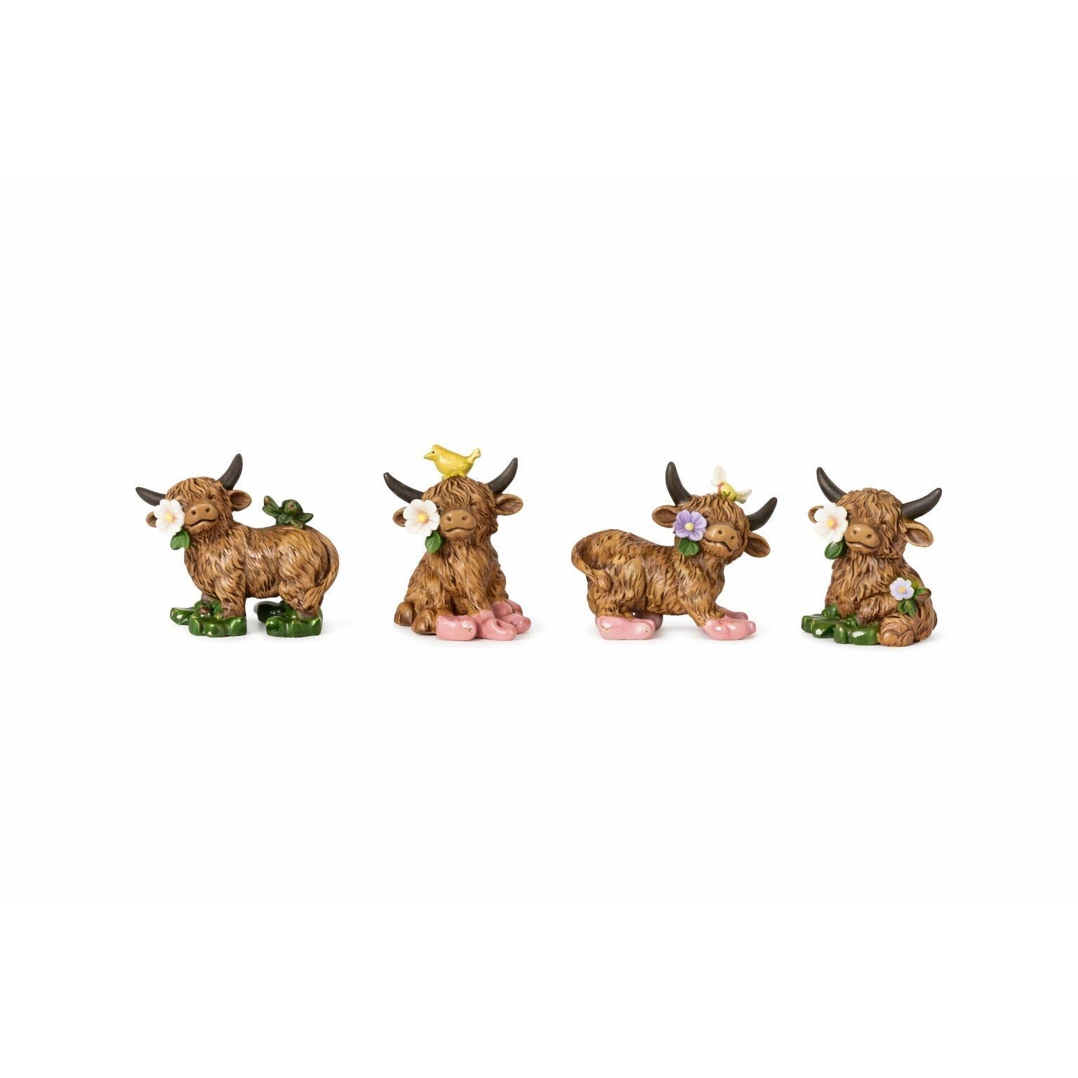 Logbuch-Verlag Dekofigur Deko Highlandrinder 4er Set mit Gummistiefeln 7 cm - niedliche Kuh