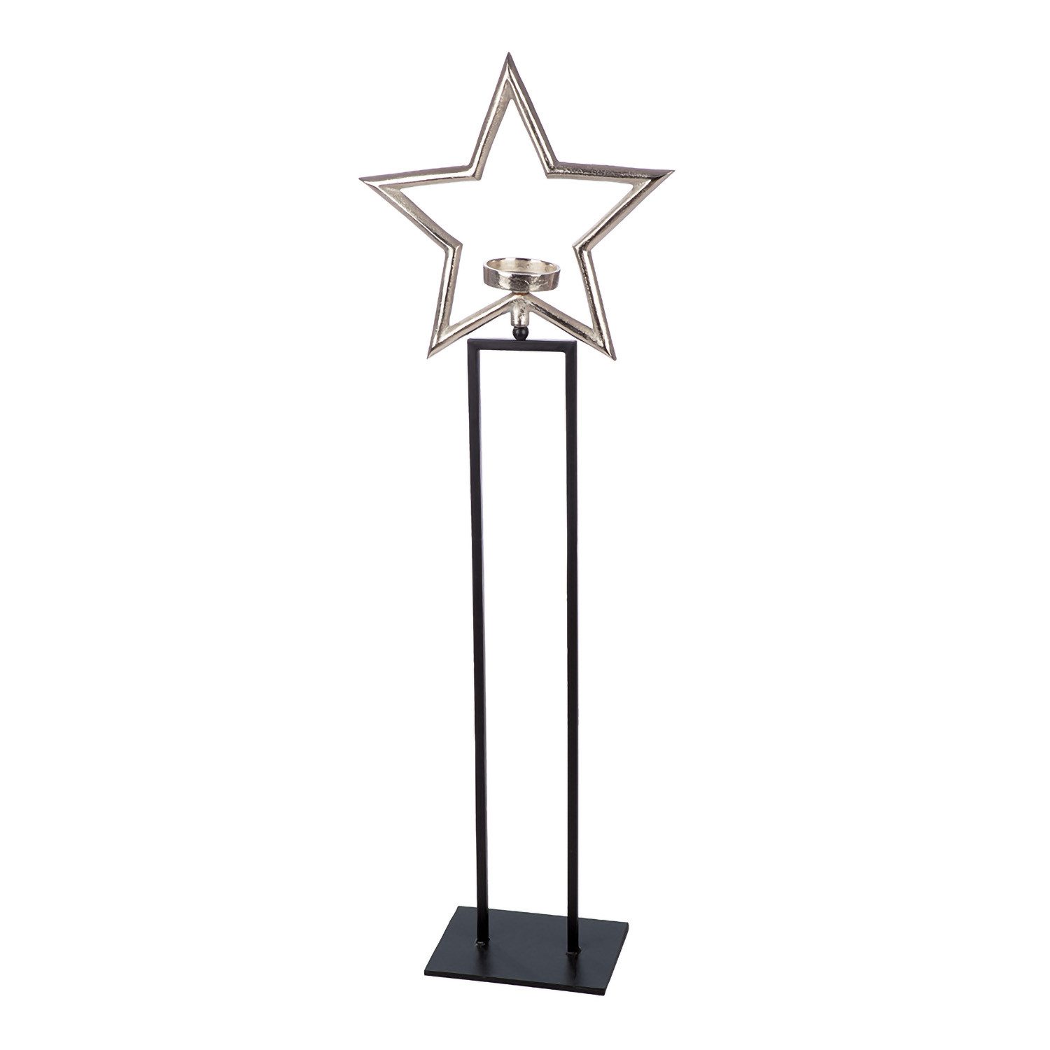 Kerzenleuchter FELIZ - Kerzenleuchter Metall - silber-schwarz - H.112cm - Weihnachten