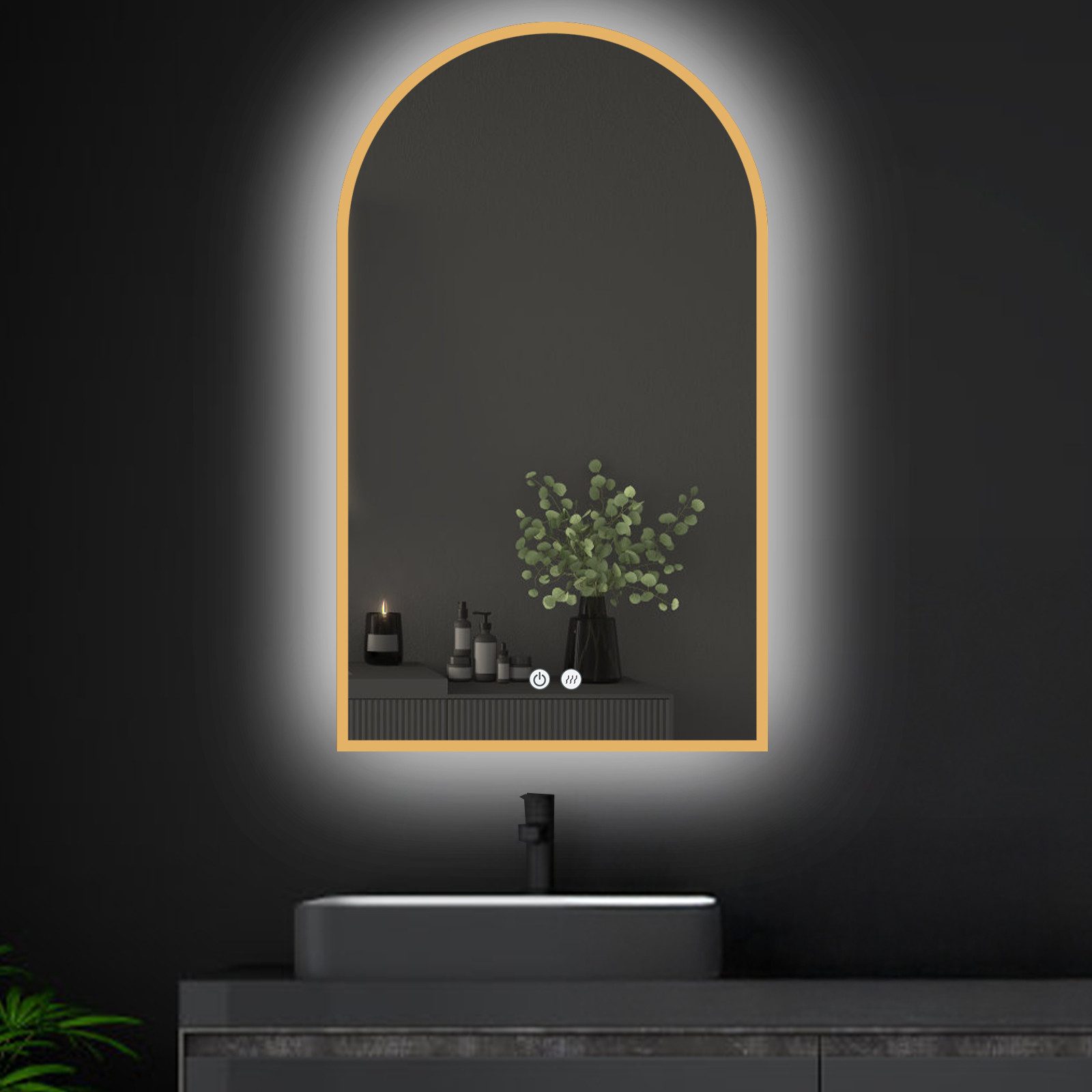 Apejoy Badspiegel 50x90cm Arch LED Wandspiegel mit Metal Rahmen (und Antibe günstig online kaufen