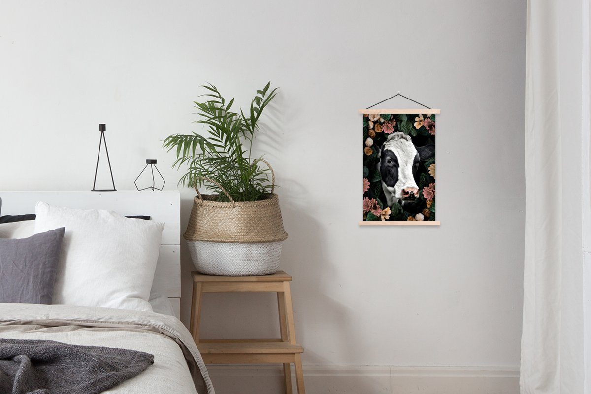 MuchoWow - Blätter, Magnetisch Textilposter Wohnzimmer, Posterleiste, Blumen für Kuh Poster - (1 St), Bilderleiste,