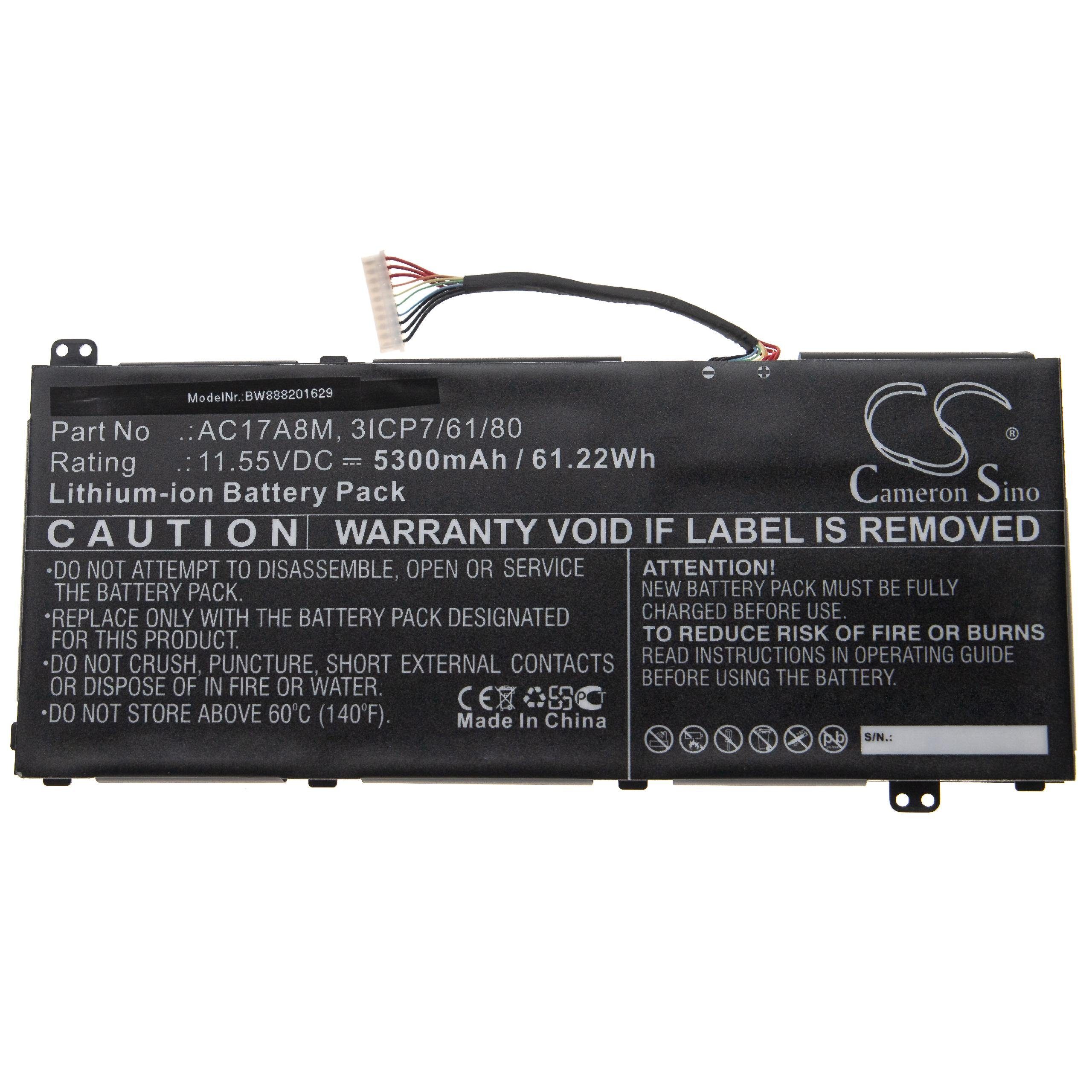 vhbw passend für Acer Spin 3 SP314-52-57FR, SP314-52-585L, SP314-52-58AR, Laptop-Akku 5300 mAh