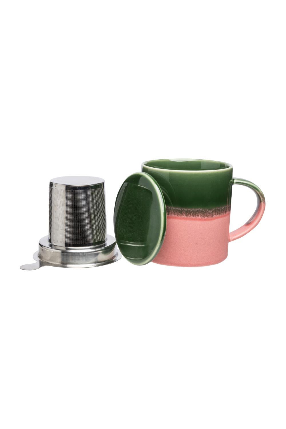 Tranquillo Tasse Tasse mit Teesieb INDUSTRIAL 410 ml grün/rosa