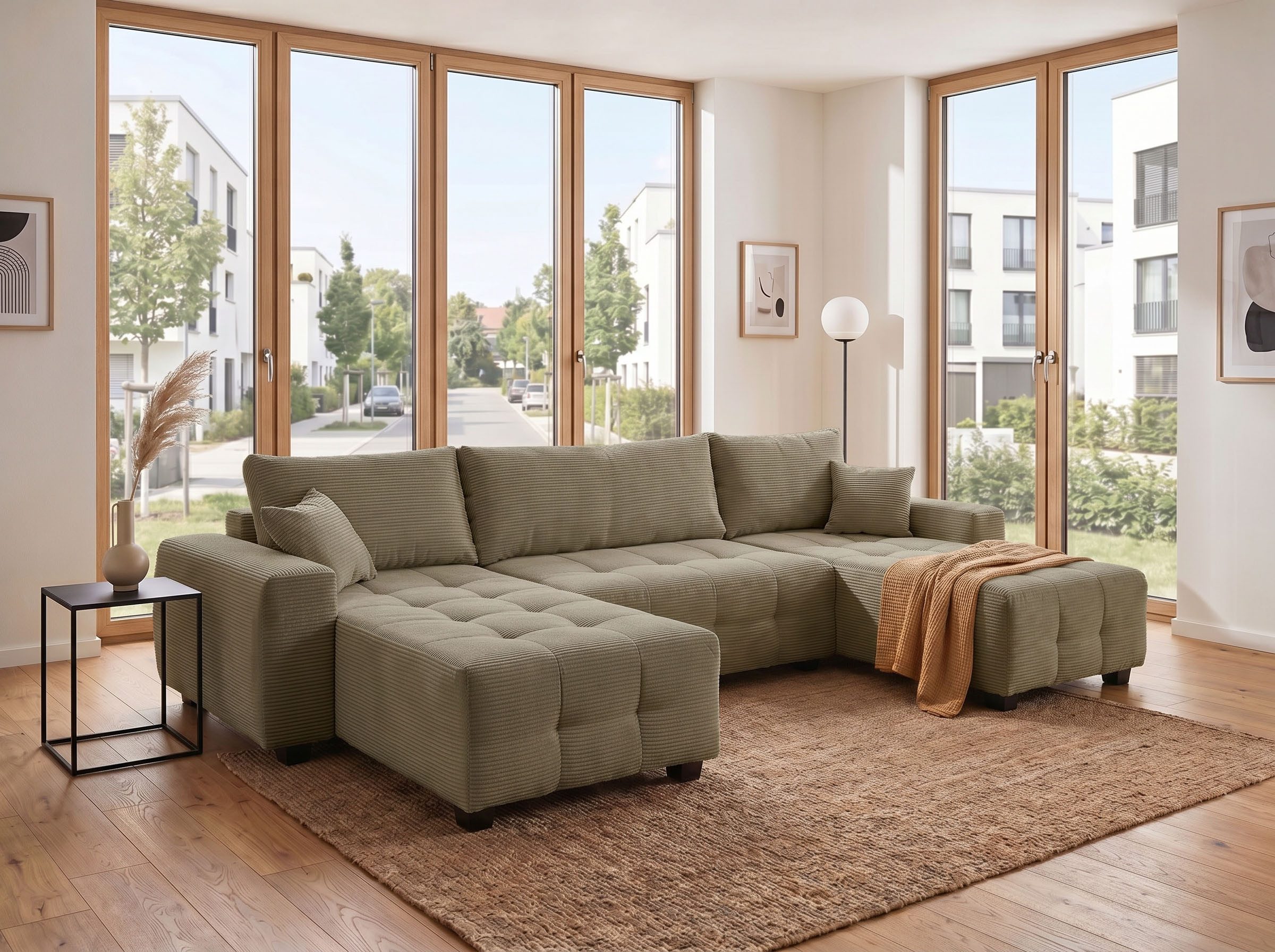 OTTO home Wohnlandschaft Bella U-Form, Breite 314 cm, Wonlandschaft, Schlaffunktion,Bonnelfederkern,Rückenkissen