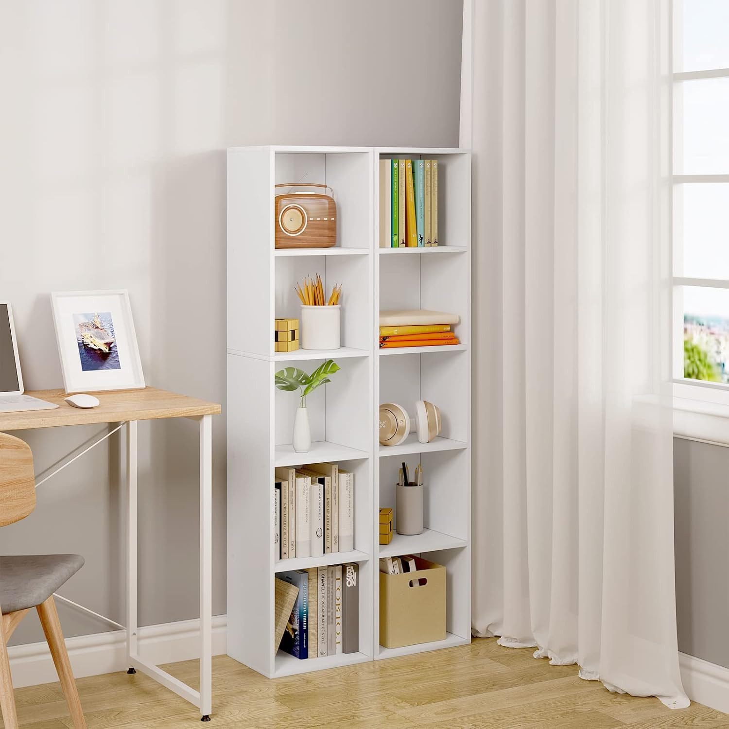 Woltu Bücherregal, 1-tlg., Standregal Weiß, Kippschutz, günstig online kaufen