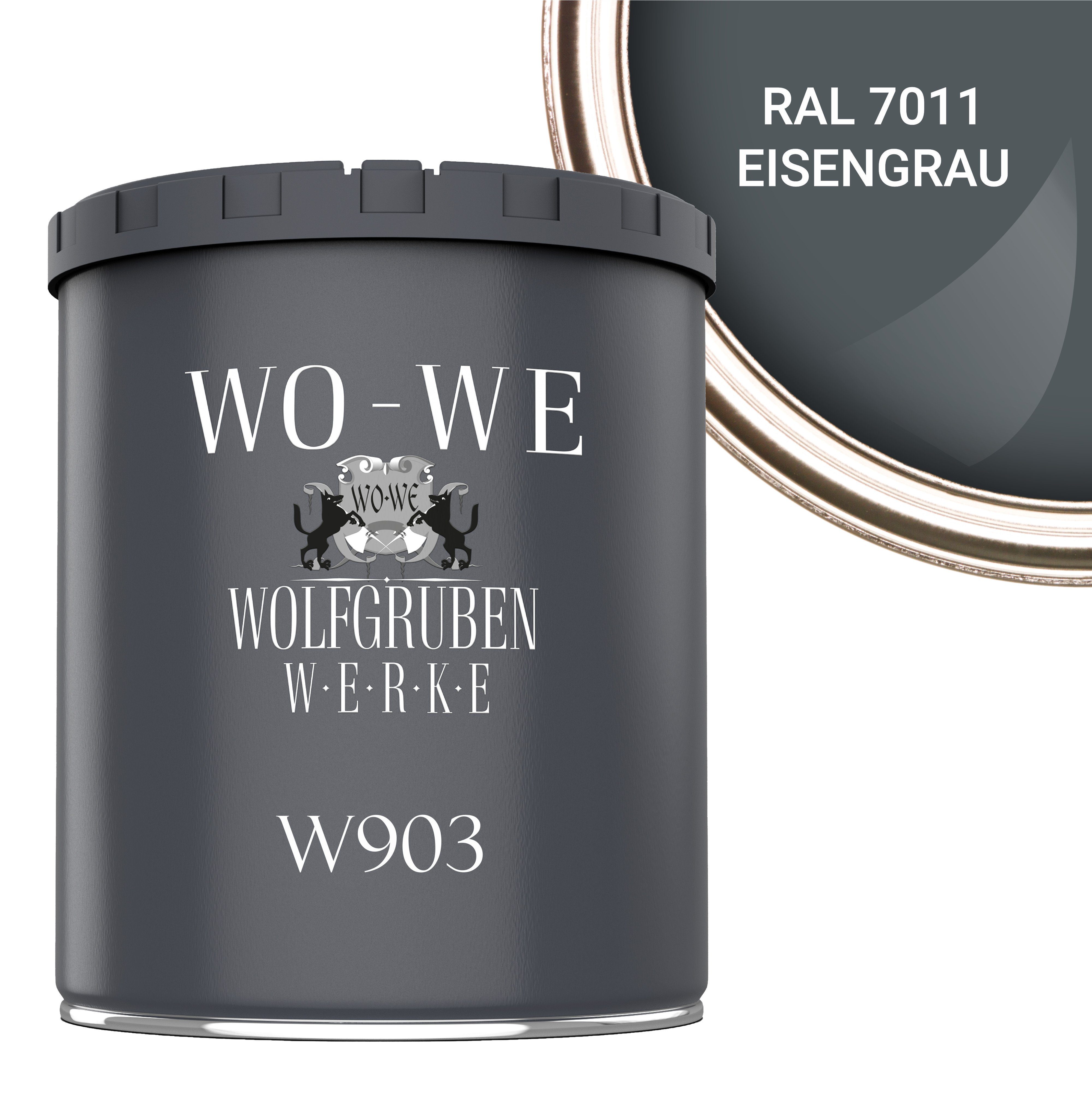 WO-WE Heizkörperlack Heizkörperfarbe Heizungsfarbe W903, 1-10L, Wasserbasis RAL 7011 Eisengrau