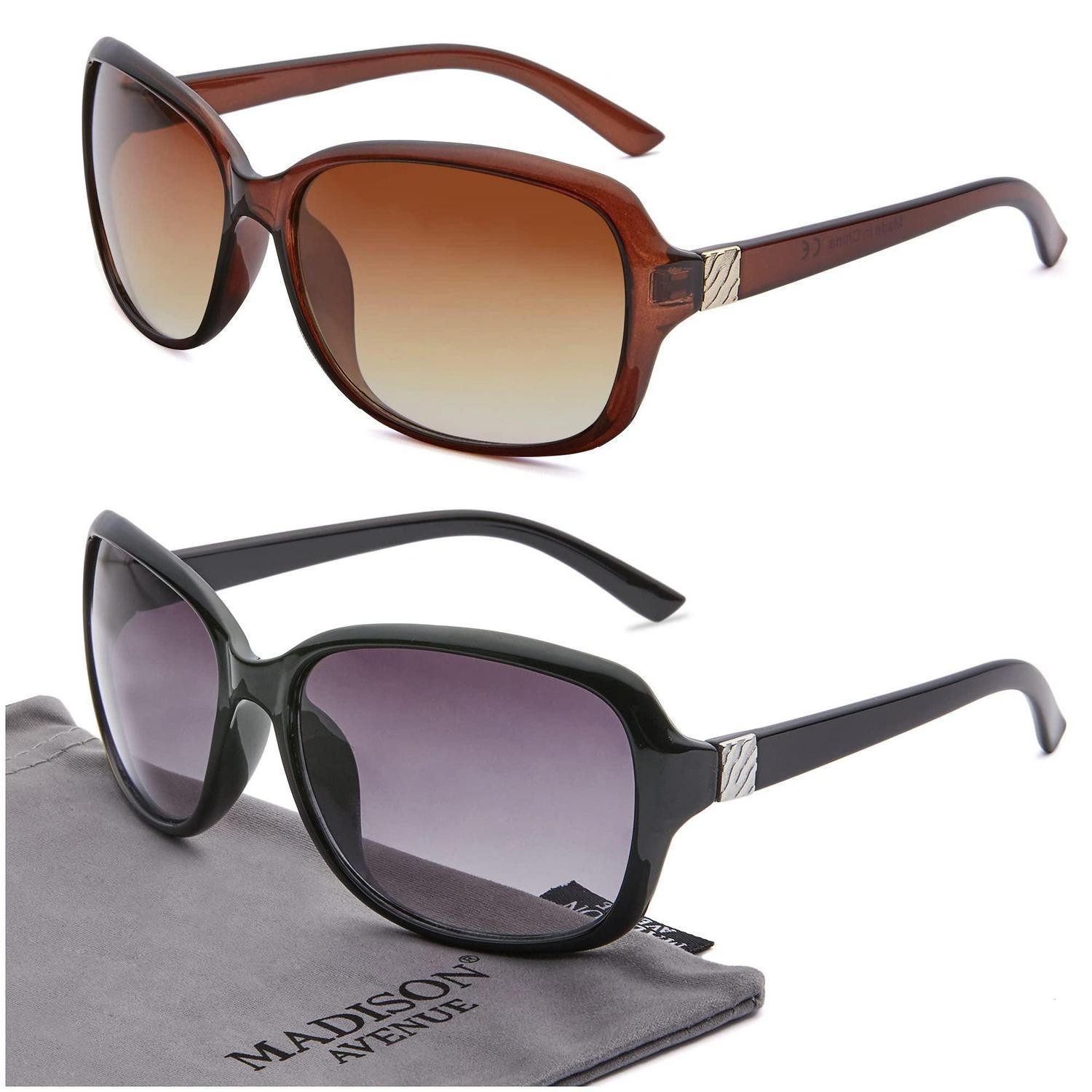 LuxusKollektion Retrosonnenbrille Sonnenbrille Damen 2er Set Retro UV400 Schwarz/Braun