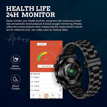 Lige Smartwatch (Android iOS), Herren Fitness Tracker mit Herzfrequenz Schlafmonitor wasserdichte Uhr