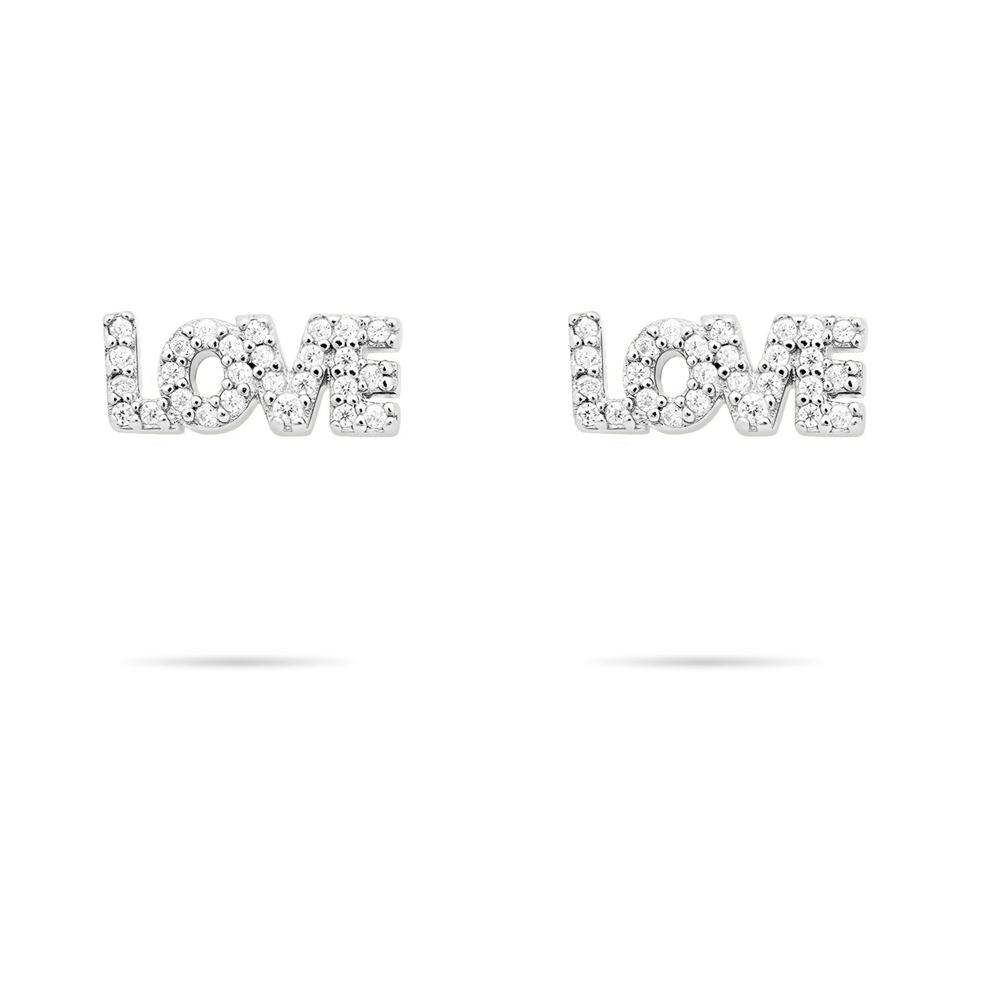 Tamaris Paar Ohrstecker Schmuck Geschenk Silber 925 Ohrstecker Love Letters, mit Zirkonia (synth)