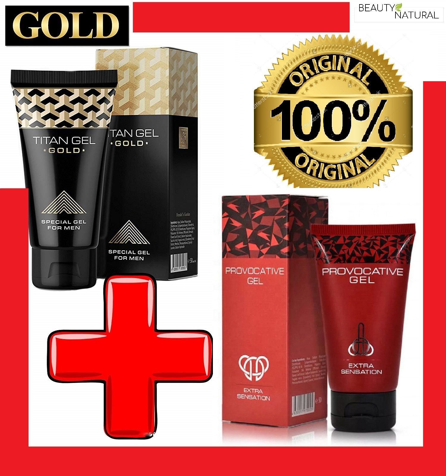 Gleit- und Massagegel Premium TITAN + PROVOCATIVE SET 2 x Penis XXL Gel Creme 2 x 50 ml