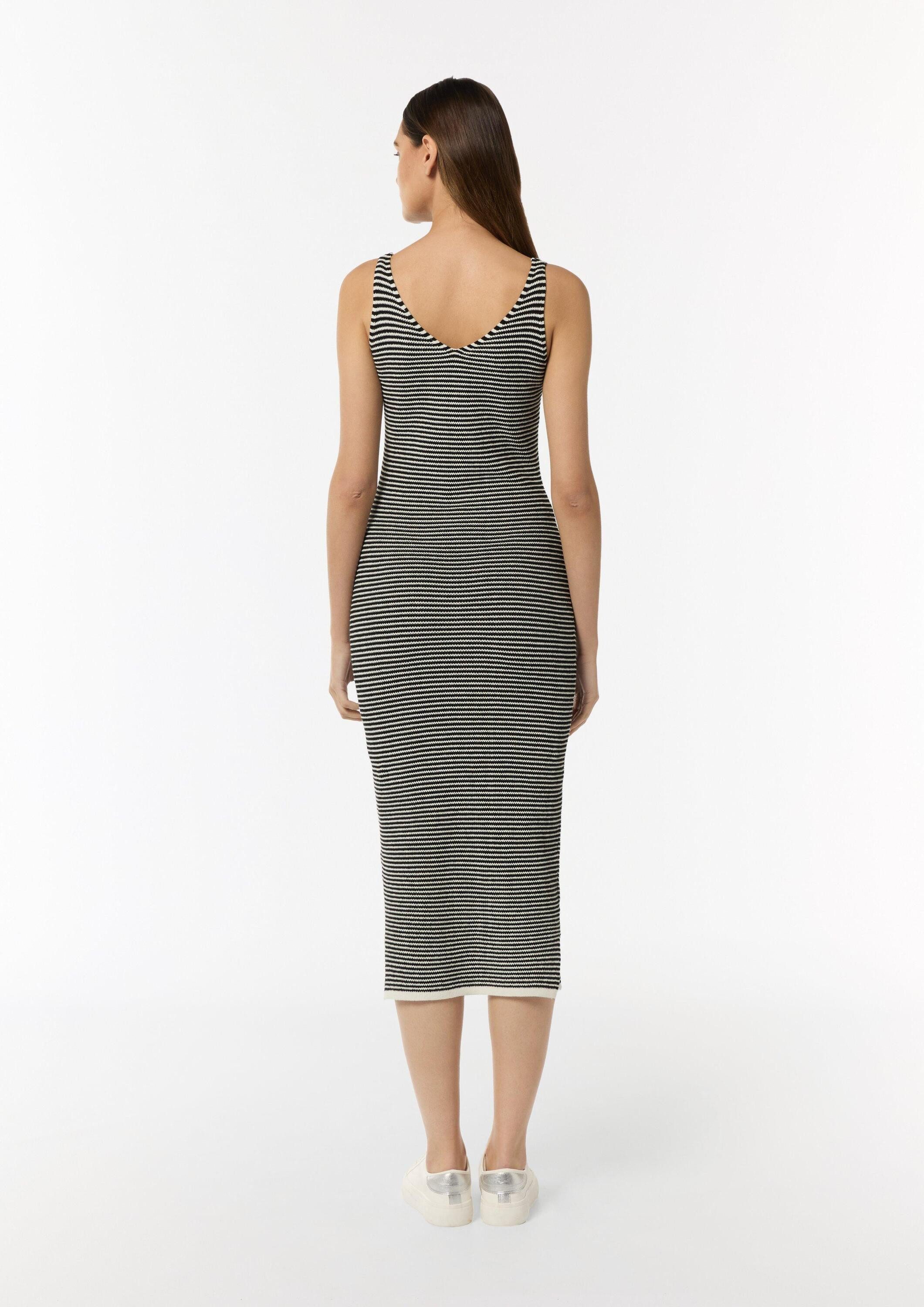 comma Midikleid Kleid Strickkleid aus Baumwolle mit Streifen