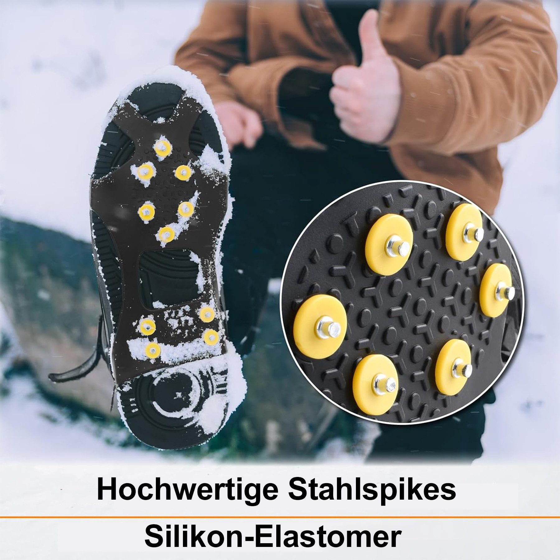 Mutig Spikes 3 Paar Anti Rutsch Schuhspikes,Spikes Schuhe Schuhkrallen mit 10 Zähne (Spikes zum Überziehen, spikes für schuhe winter, Steigeisen für Damen & Her – Bild 4 von 5