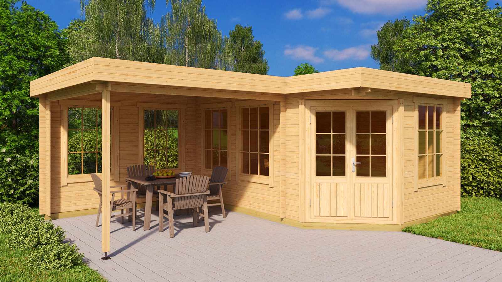 Thumbnail - Alpholz Gartenhaus Holz 5-Eck Pepe, BxT: 618x462 cm, in Imprägniert (Pinie) mit 40mm Wandstärke