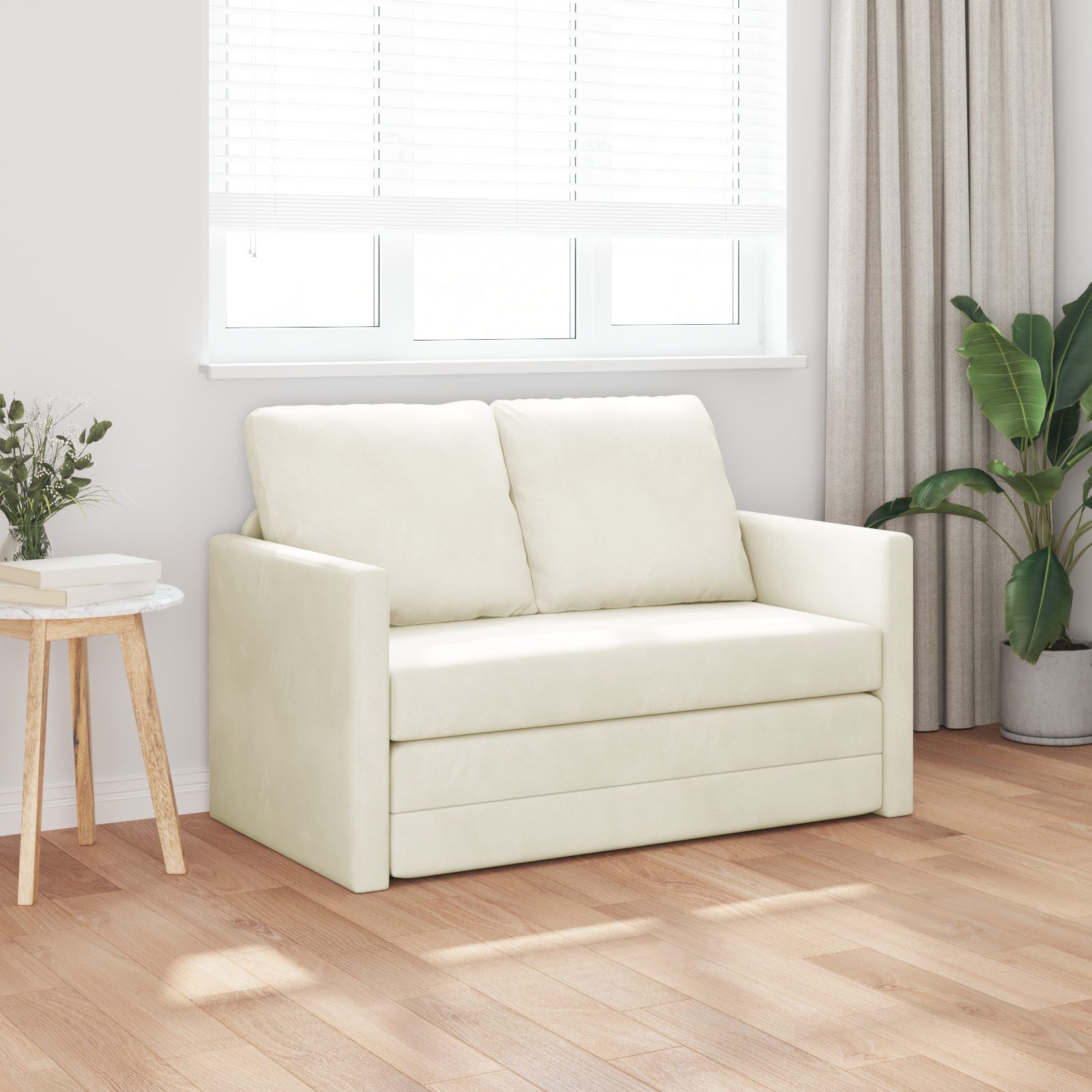 vidaXL Sofa Loveseat 2-Sitzer Creme Stoff, Holz 2-Sitzer Platz für mehrere, günstig online kaufen
