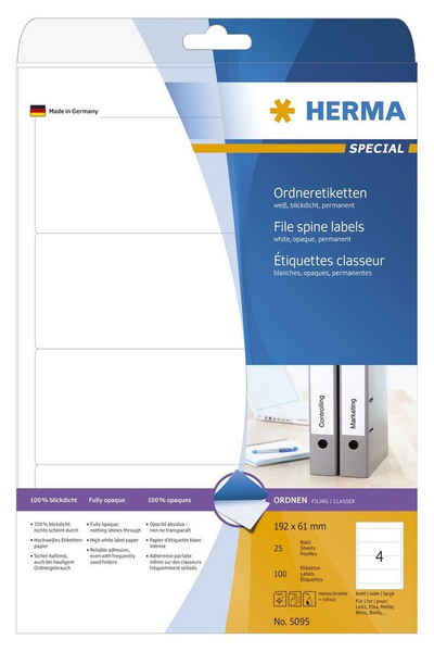 HERMA Etiketten HERMA Ordneretiketten A4 weiß 192x61 mm Papier opak 100 St.