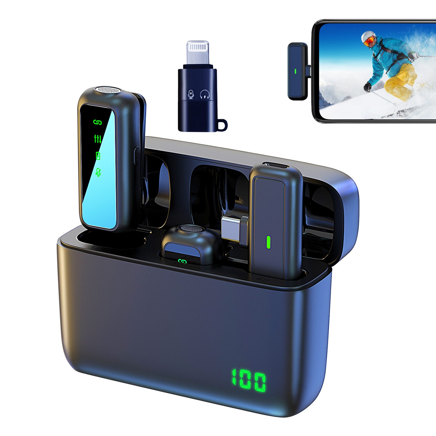 Mikrofon 360-Grad-Kugelmikrofon mit magnetischem Ladecase