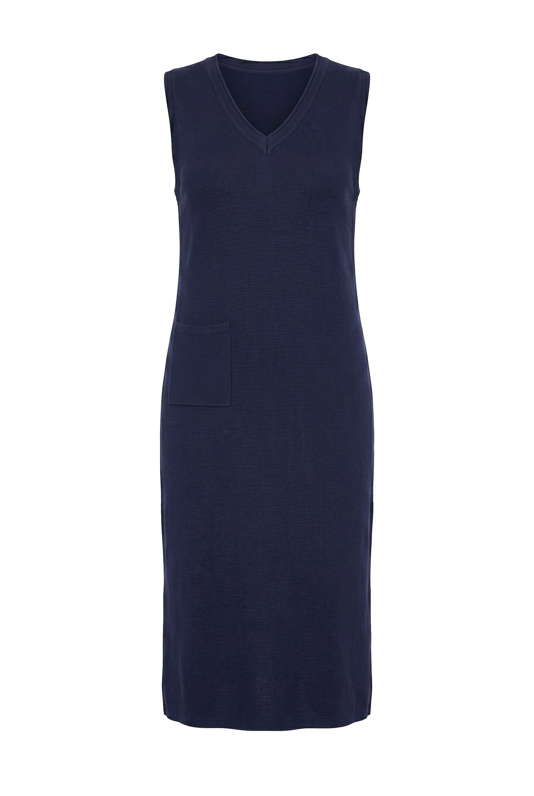 Ulla Popken Midikleid Strickkleid Rollkanten V-Ausschnitt ärmellos – Bild 2 von 4