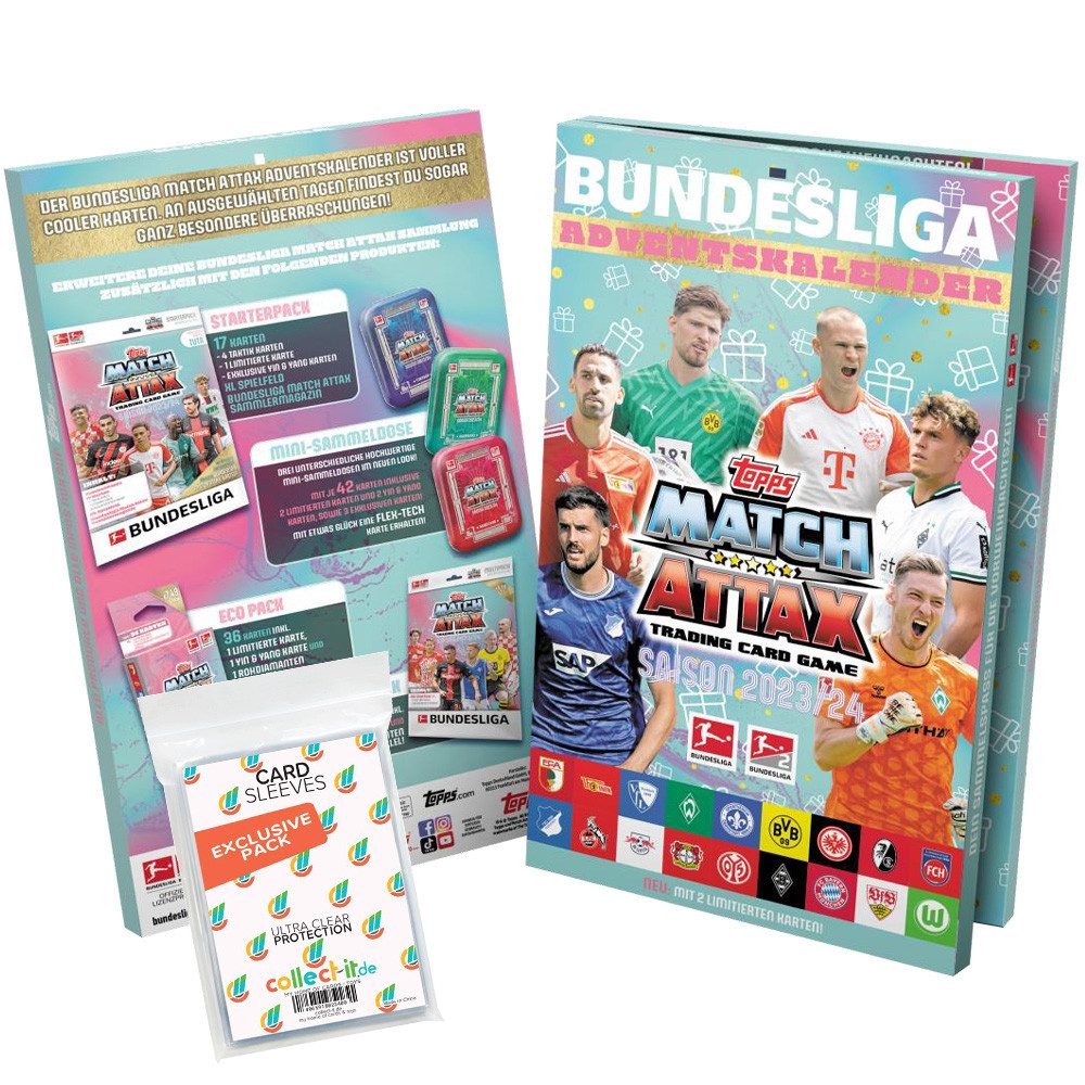 Topps Sammelkarte Match Attax Bundesliga 2023/24 Adventskalender + collect-it Hüllen