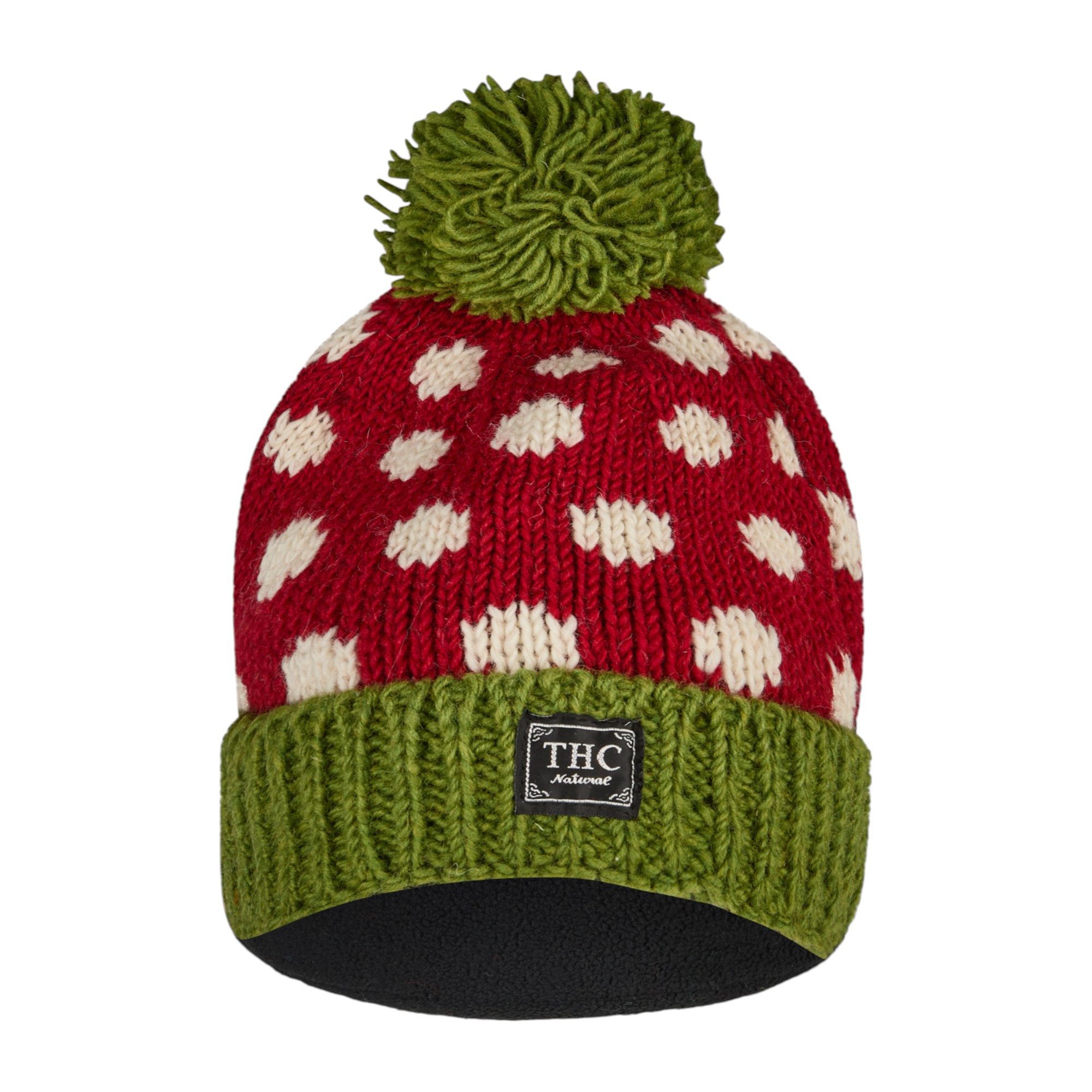 THC Natural Line Strickmütze THC Schafwoll Pudelmütze 841 gepunktet (1 Stück, 1-St., 1 Stück) gerippter Umschlag