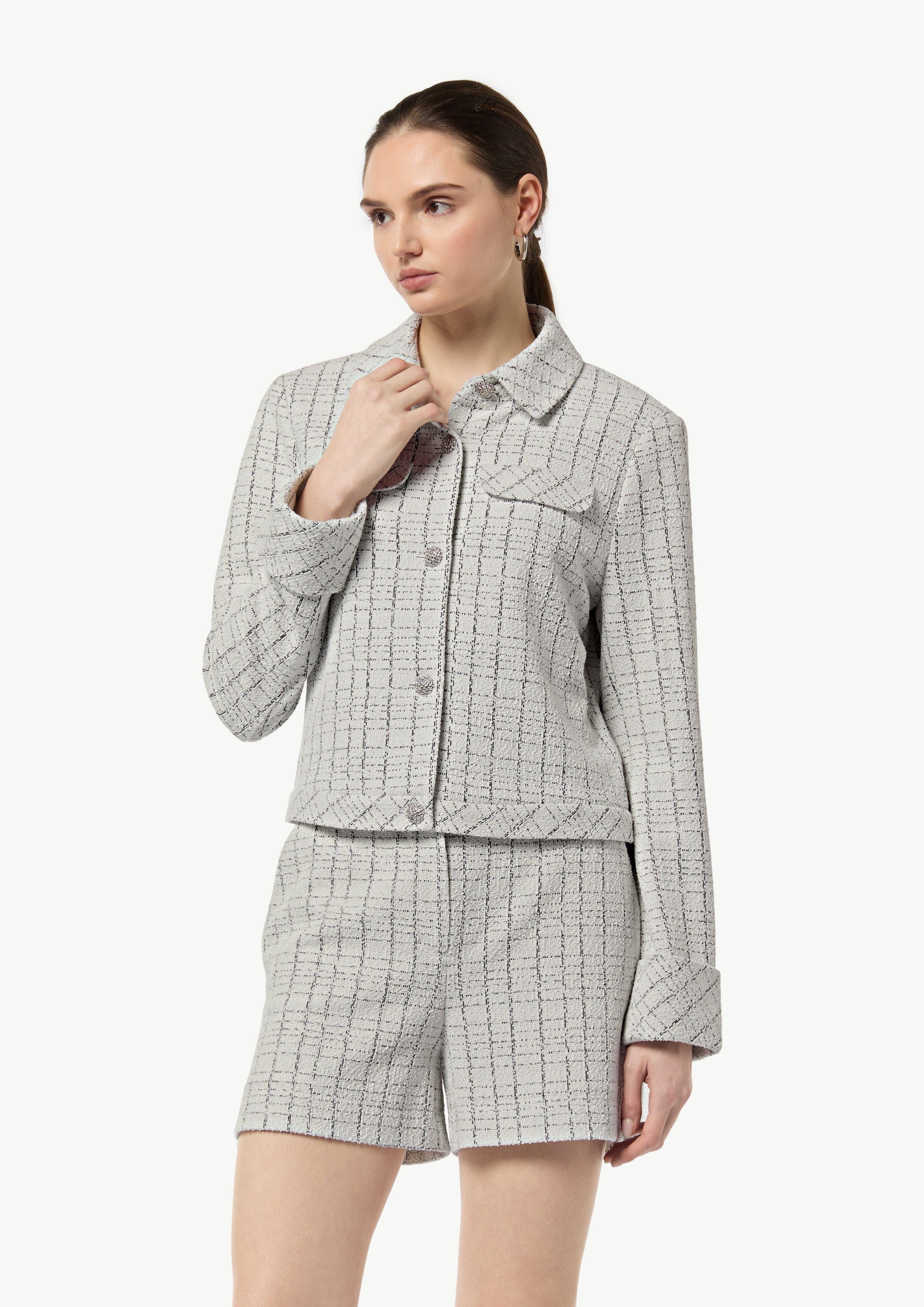Blusenblazer Bouclé-Jerseyjacke mit Metallic-Garn