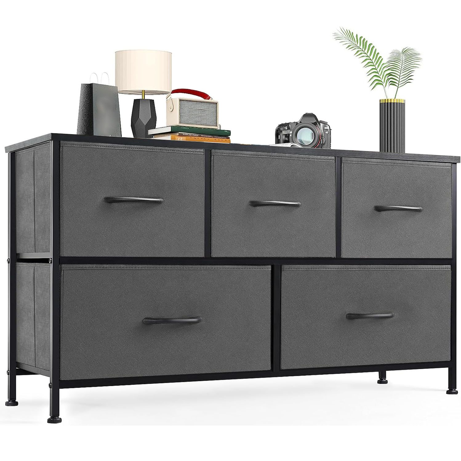 SURFOU Kommode Schubkastenkommode mit 5 Schubladen Sideboard Mehrzweckschrank (Schubladenschrank), für Schlafzimmer, Wohnzimmer, Kinderzimmer, Flur, Aufbewahrungsschrank