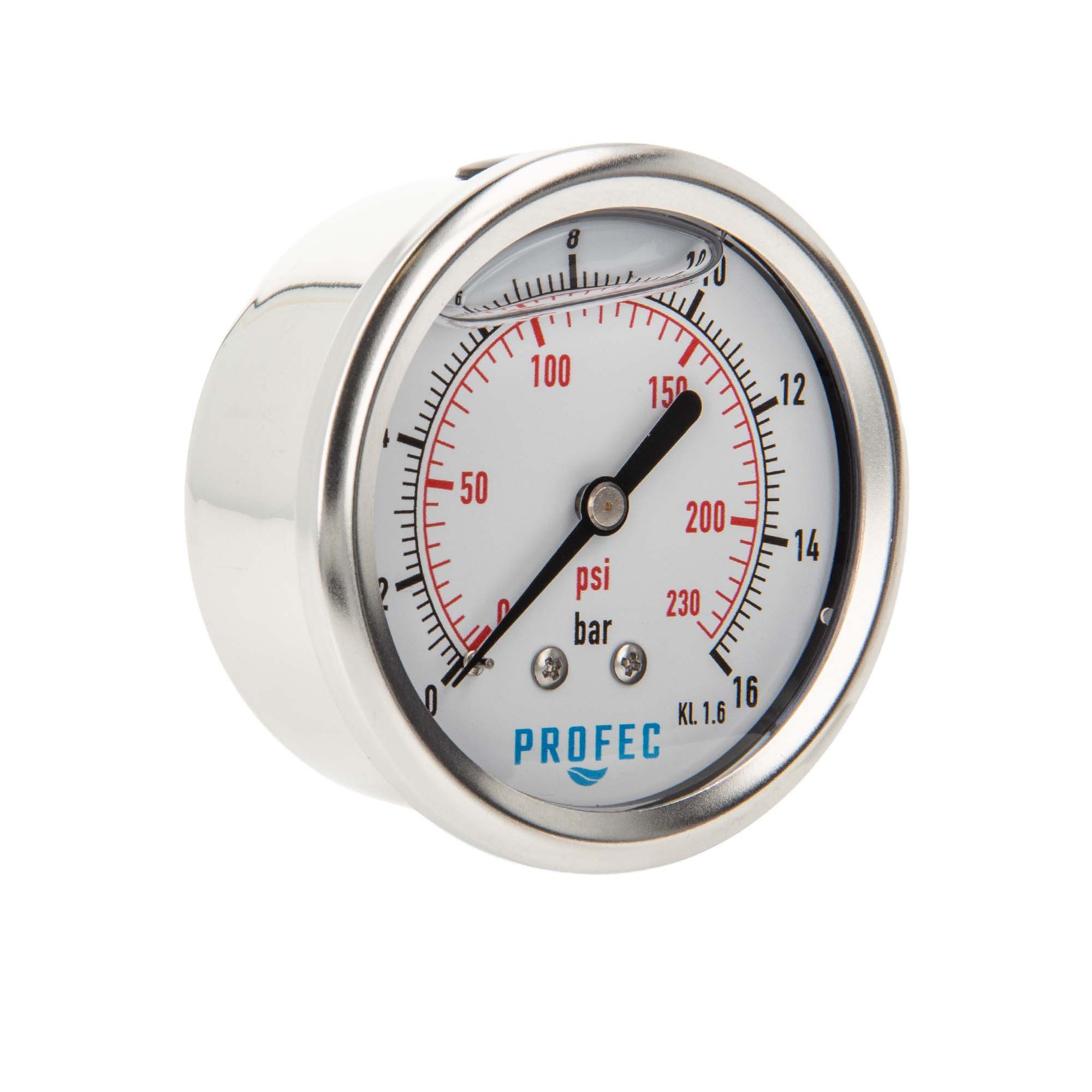 Profec Heizkörper Manometer Glyzeringefüllt, Ø 63 mm, 1/4 Zoll Anschluss