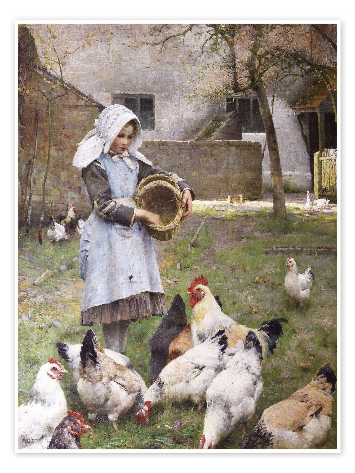 Posterlounge Wandbild Fütterung der Hühner, Walter Frederick Osborne, erhältlich als Poster, Leinwandbild, Wandsticker oder Acrylglasbild