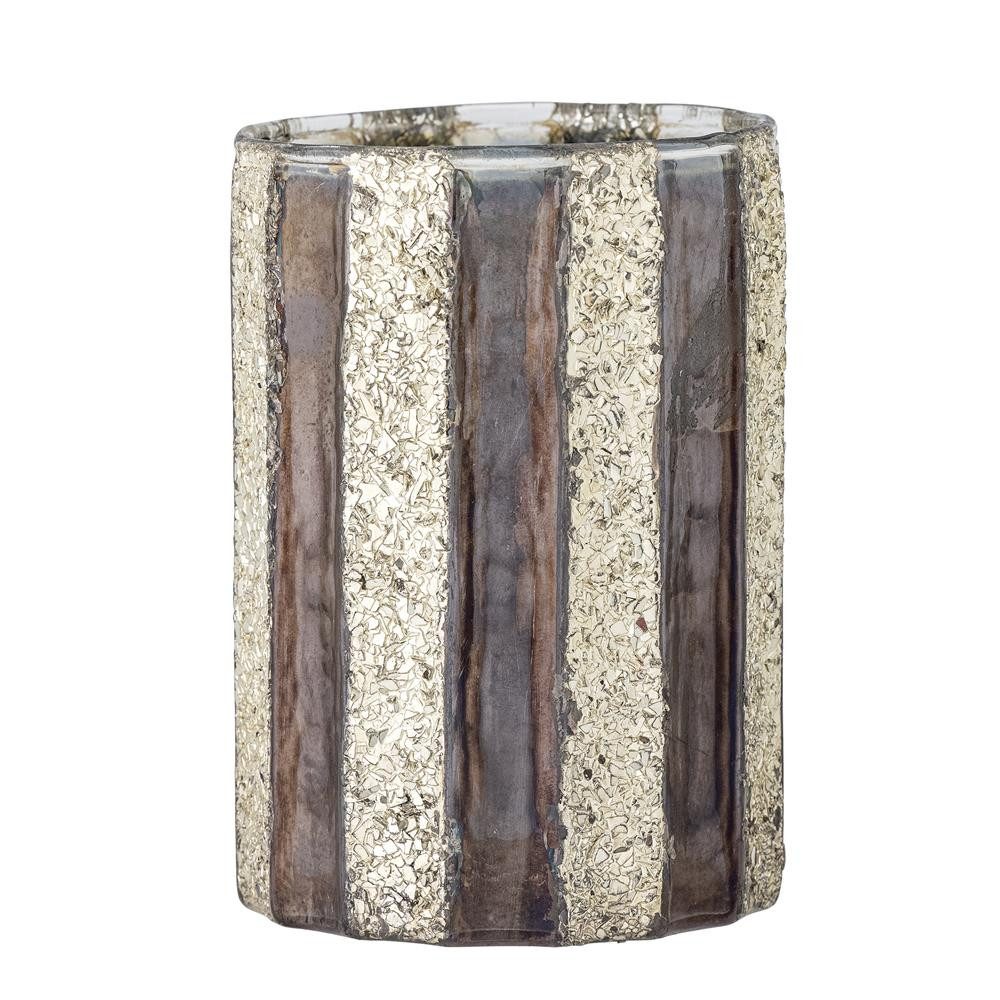 Bloomingville Teelichthalter Cicilia Windlicht, Gold, Glas, 15 cm, Glitzereffekt, Teelichtglas, stimmungsvolle Tischdeko, Winterdeko
