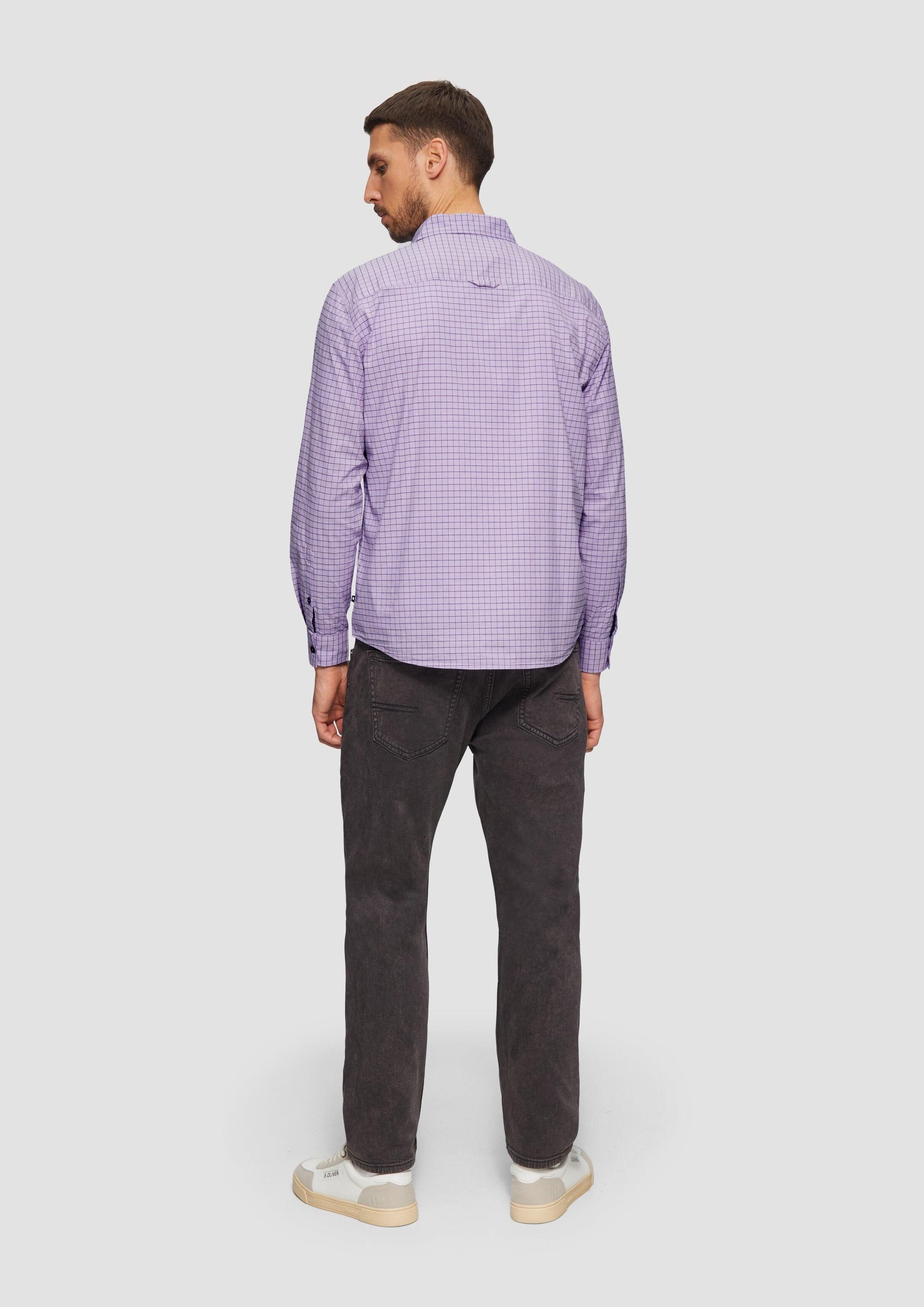 s.Oliver Langarmhemd Hemd Regular Fit: Kariertes Hemd aus Baumwollstretch mit Brusttasche