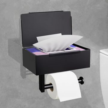 DAKYAM Toilettenpapierhalter Edelstahl Toilettenpapierhalter, 3 in1-Funktion, Feuchttücherbox