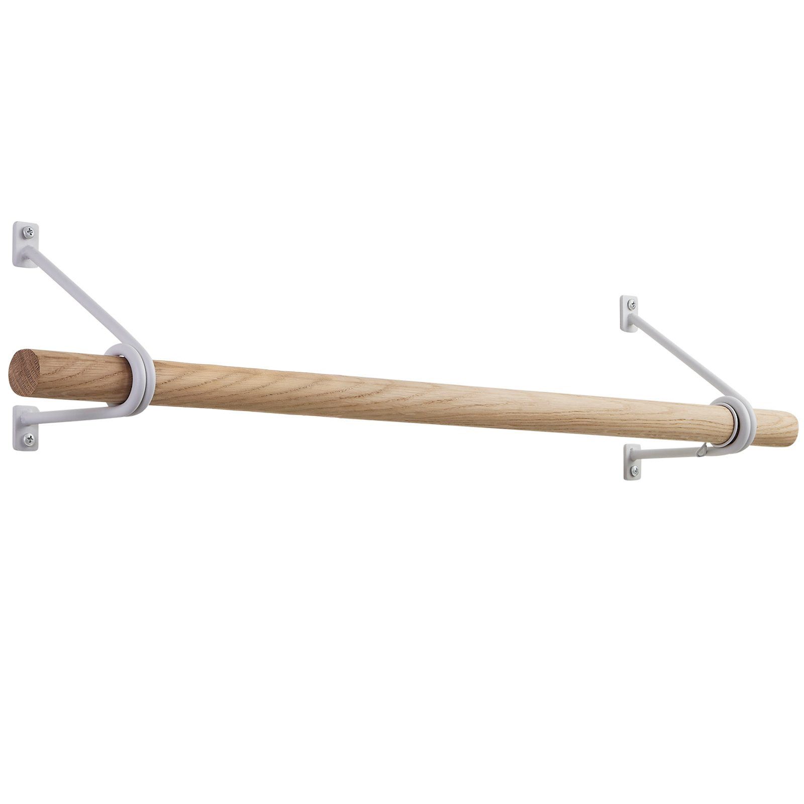 SO-TECH® Wandgarderobe 120 x 150 mm mit Ø 30 mm Kleiderstange aus Holz (Spar-Set, 1 St), Weiß lackiert mit 100 cm Garderobenstange aus Eiche