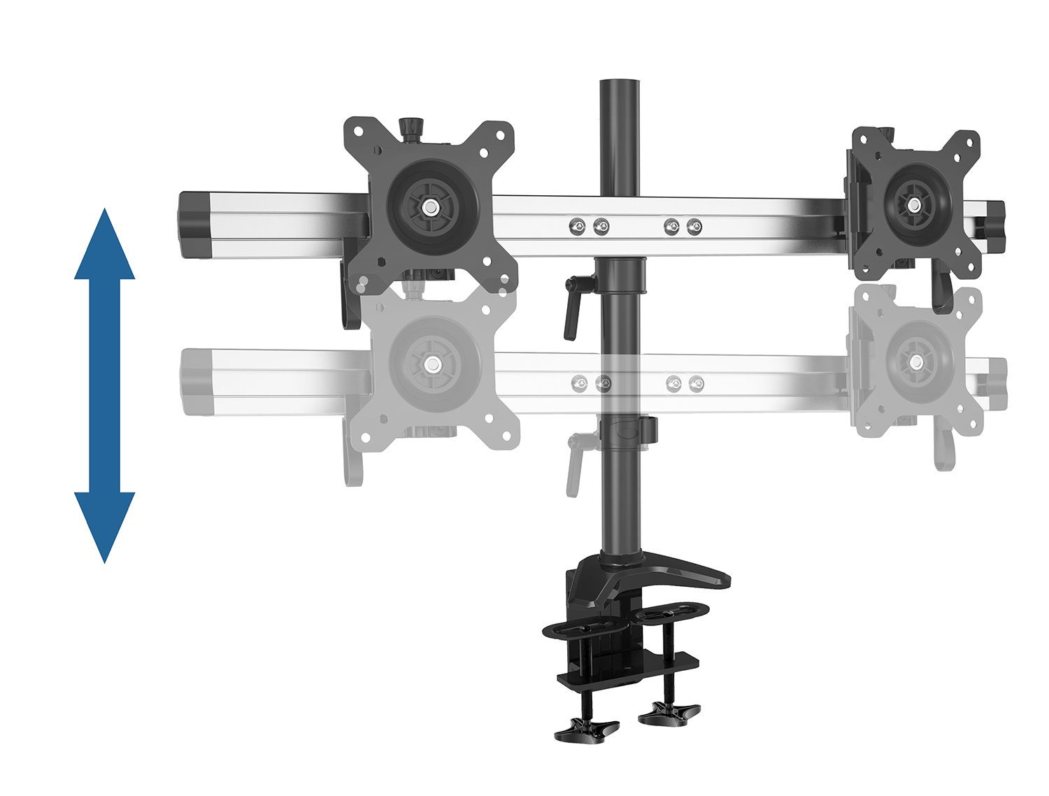 HFTEK Monitor-Halterung, (2-Fach - Tischhalterung für 2 Bildschirme von 15 – 27 Zoll)