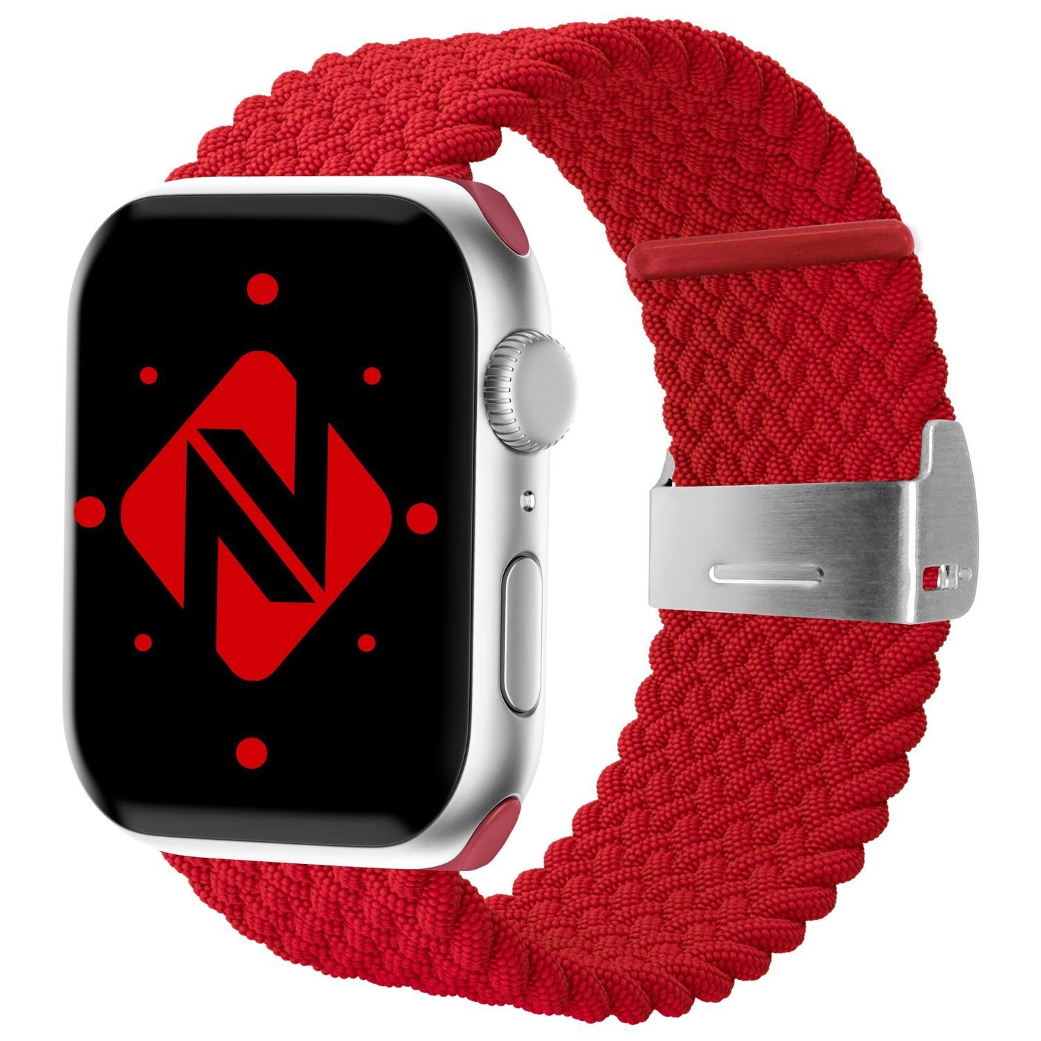 Nalia Smartwatch-Armband Apple Watch 38mm/40mm/41mm, Flecht-Stoff Uhr  Ersatzband / Metall-Schließe / Stufenlos verstellbar