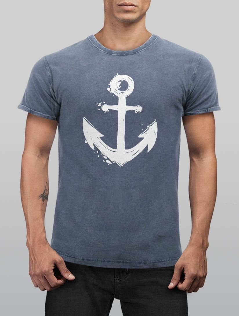 Neverless Print-Shirt Herren Vintage Shirt mit Anker Motiv Printshirt T-Shi günstig online kaufen