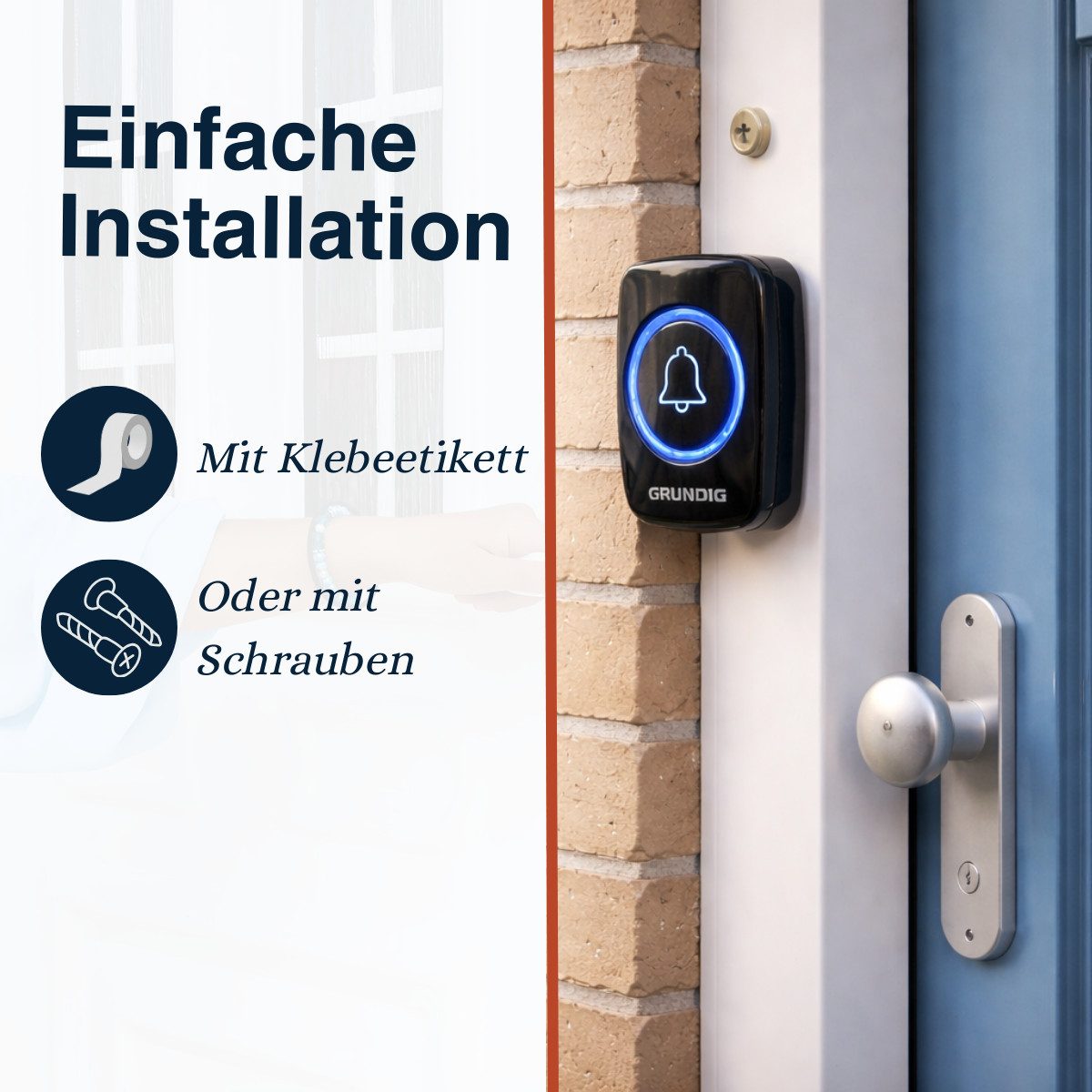 Grundig Türklingel-Set Grundig Drahtlose Türklingel Set - Funkklingel, (1x Sender, 1x Steckdosenempfänger, 1x CR2032 Batterie, 1x Anleitung) – Bild 4 von 5