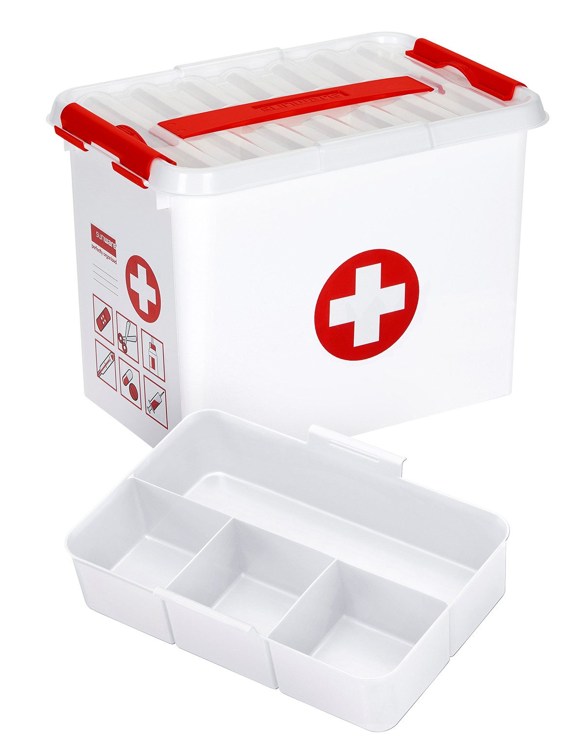 Sunware Aufbewahrungsbox Q-line First Aid Box mit Einsatz, mit Griff