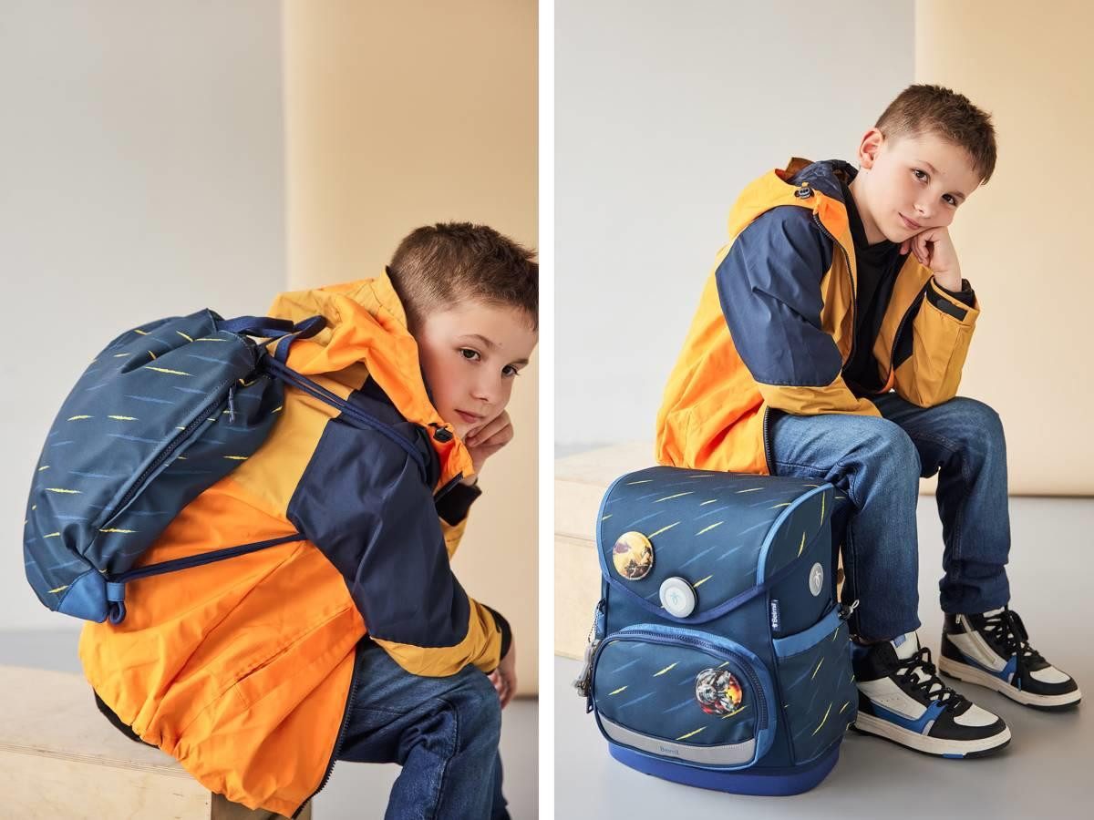 Belmil Schulranzen Orion Blue, 4tlg. gefüllt, Set ab 1.Klasse, Grundschule, Einschulung, für Jungen