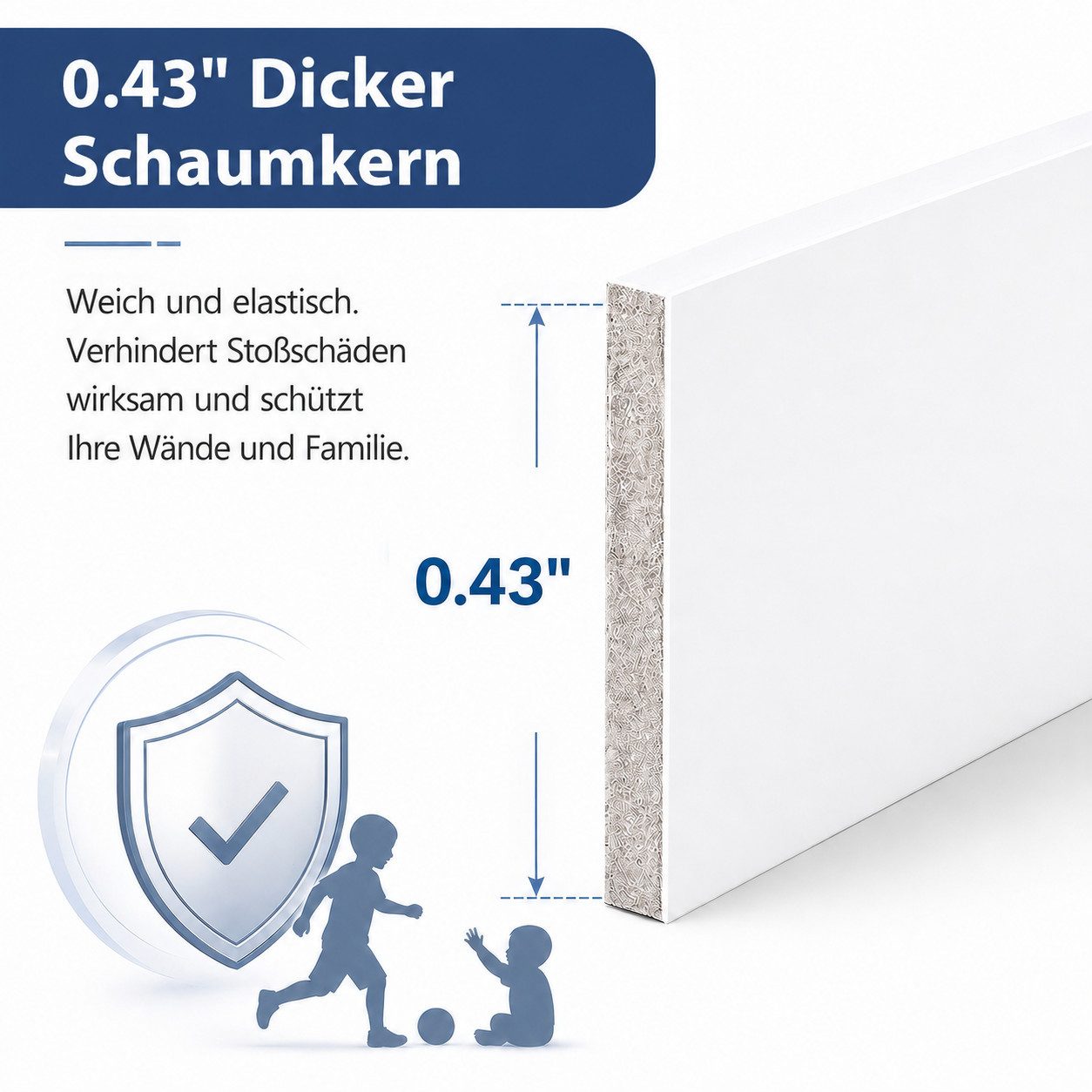 BlingBin Sockelleiste Selbstklebende, zuschneidbare Wandleiste mit PVC-Oberfläche, L: 45 cm, H: 12 cm, 5er Set, 5-St., 5 Stück, PVC Laminatleisten Fussleisten, Dekore Wandaufkleber