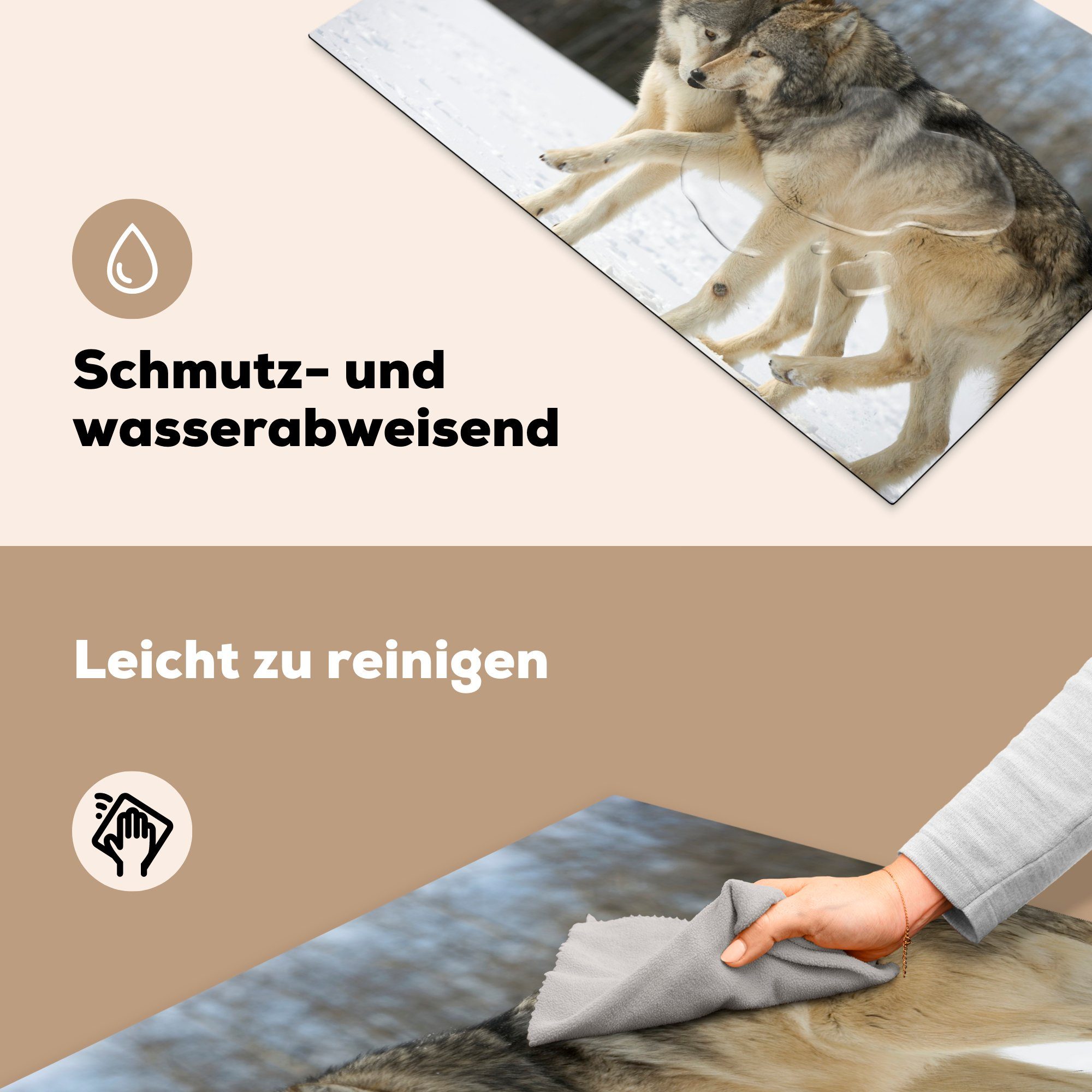 Wolf Herdblende-/Abdeckplatte für (1 die Mantel, - 81x52 Schnee - Schutz Induktionskochfeld Ceranfeldabdeckung cm, tlg), Vinyl, MuchoWow küche,