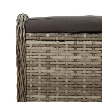 vidaXL Hocker Gartenhocker mit Kissen Grau 58x46x46 cm Poly Rattan (1 St)