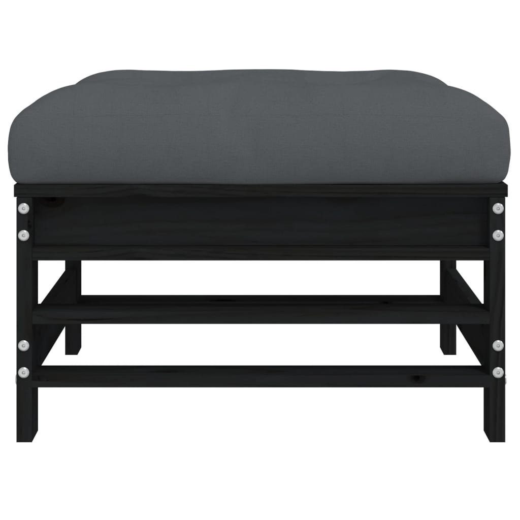 Massivholz Kissen vidaXL Kiefer, Schwarz mit Schwarze Teile Kiefer 1 Loungesofa Gartenhocker